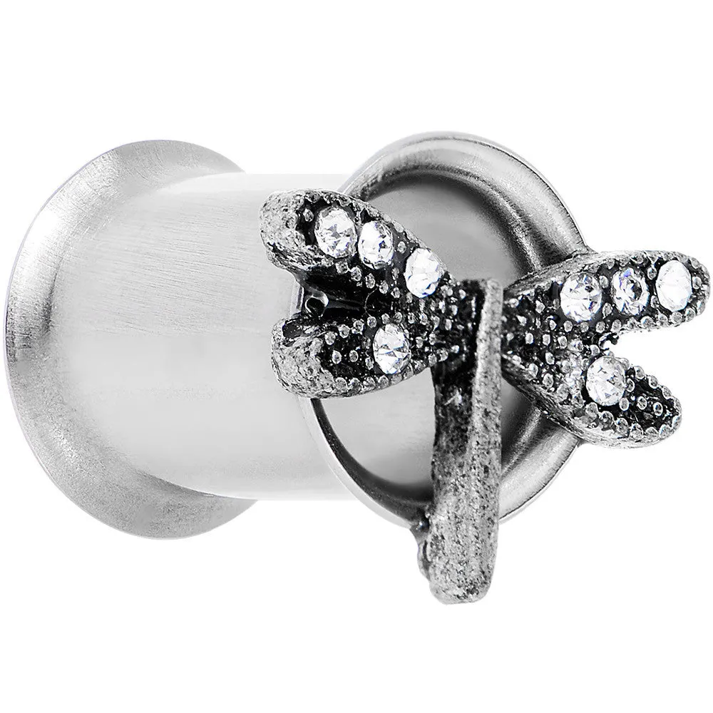 0 Gauge Clear Gem Steel Hi Sky Dragonfly Double Flare Tunnel Plug Set