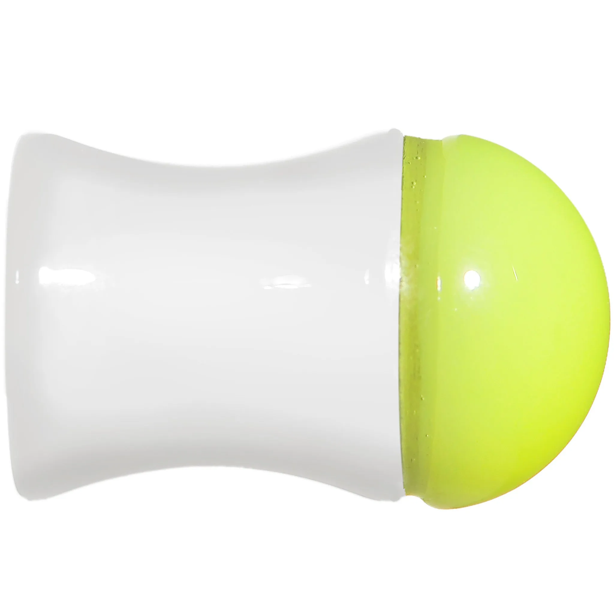 0 Gauge White Neon Yellow Acrylic Saddle Plug