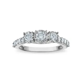 1 CTW Diamond Anniversary Three Stone Ring in 14KT White Gold