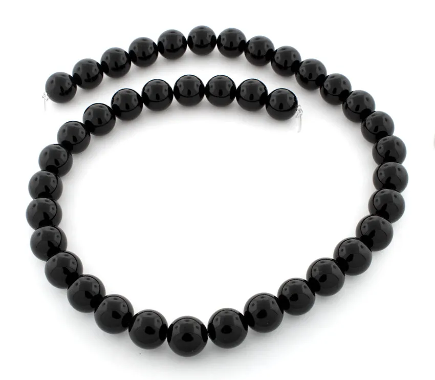 10mm Plain Round Black Agate Gem Stone Beads