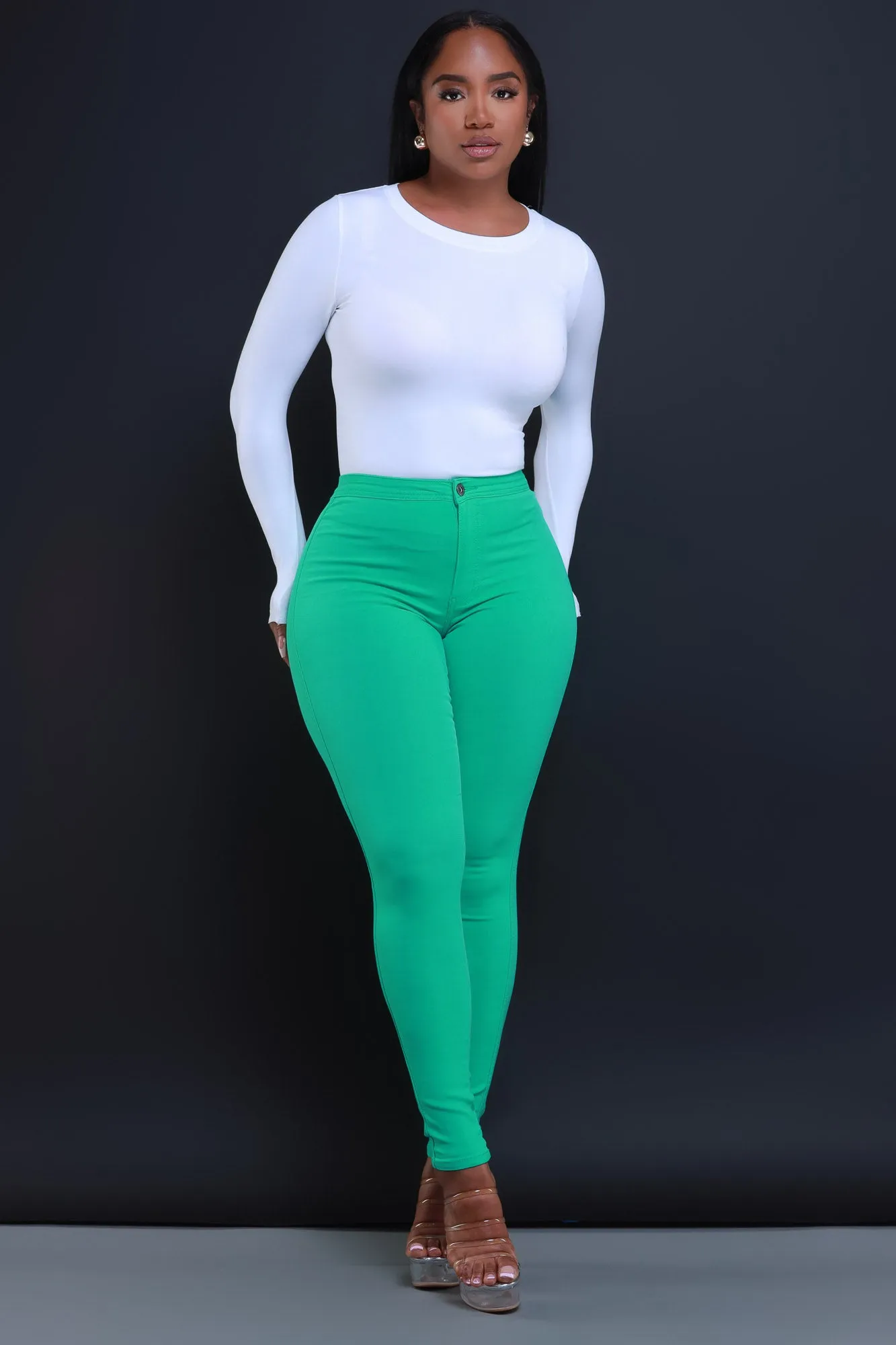 $15.99 Super Swank High Waist Stretchy Jeans - Mint