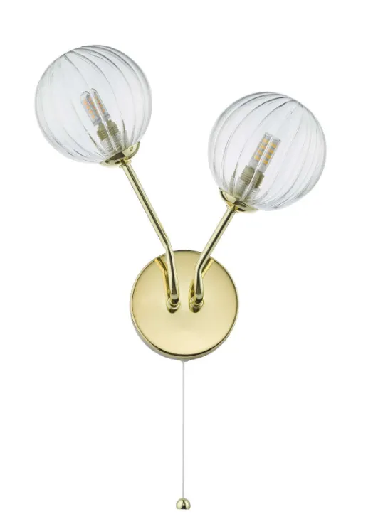 55701 2 Light Gold Wall Light