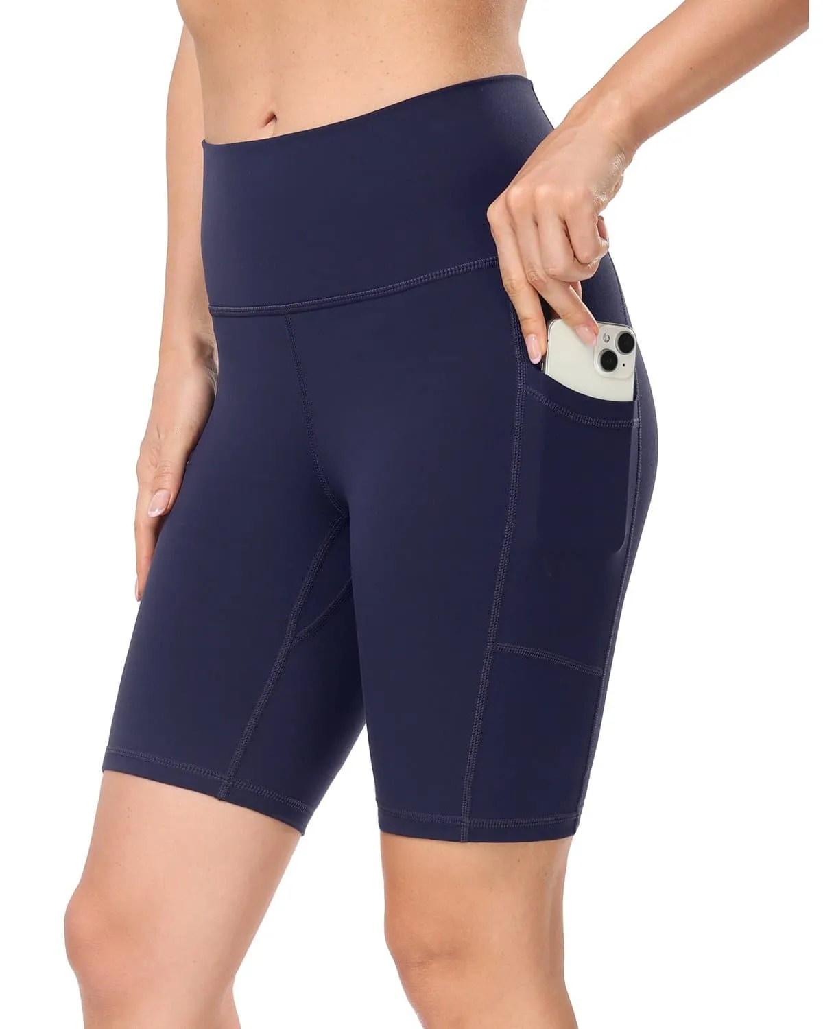 8'' High Waist Pockets Yoga Biker Shorts