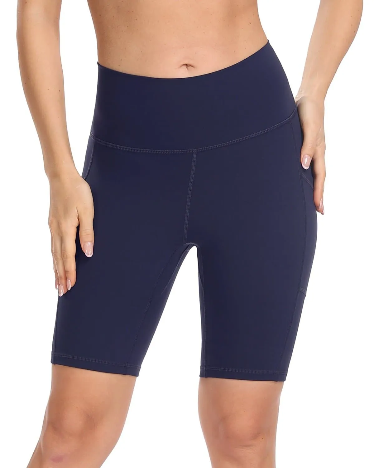 8'' High Waist Pockets Yoga Biker Shorts