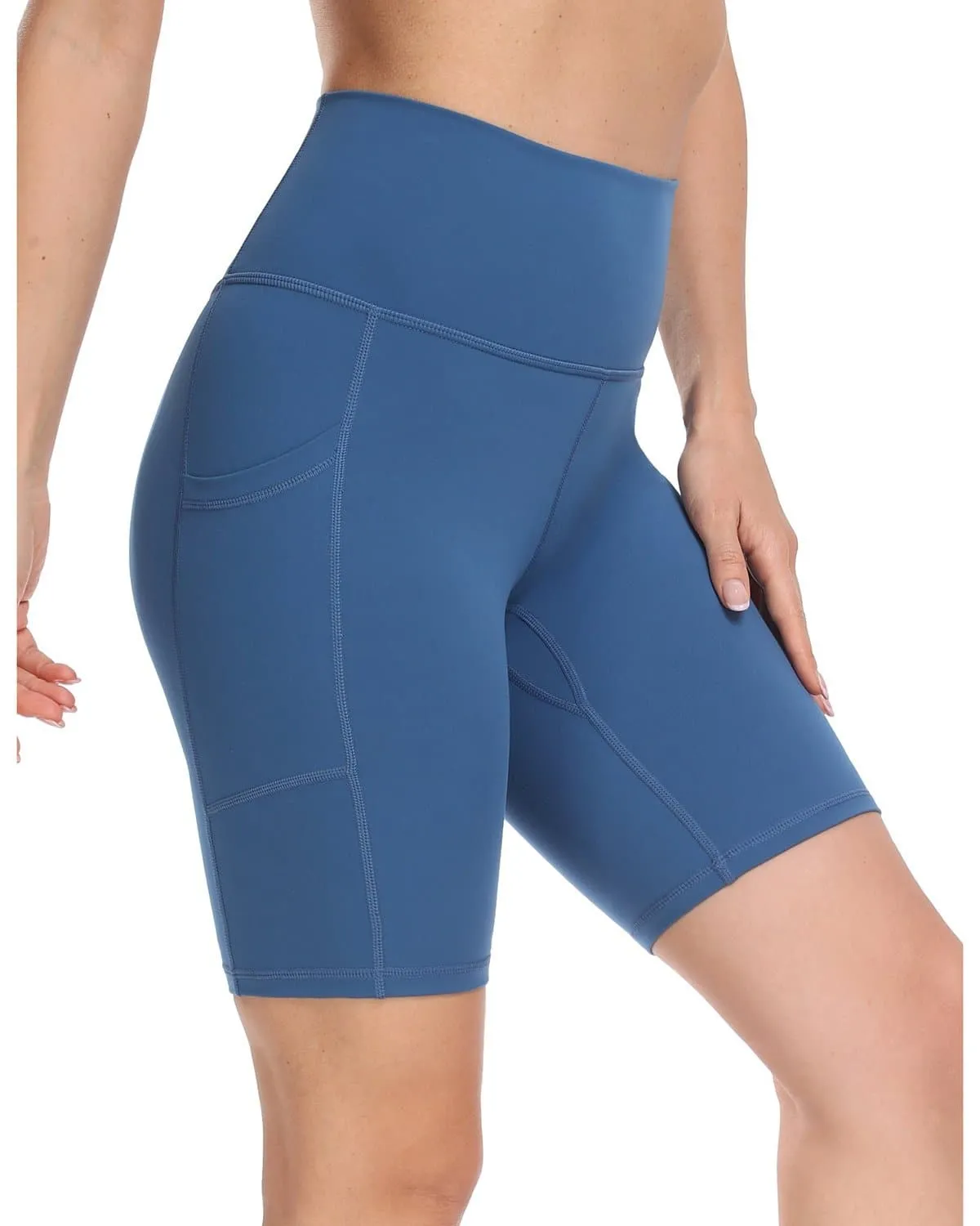 8'' High Waist Pockets Yoga Biker Shorts