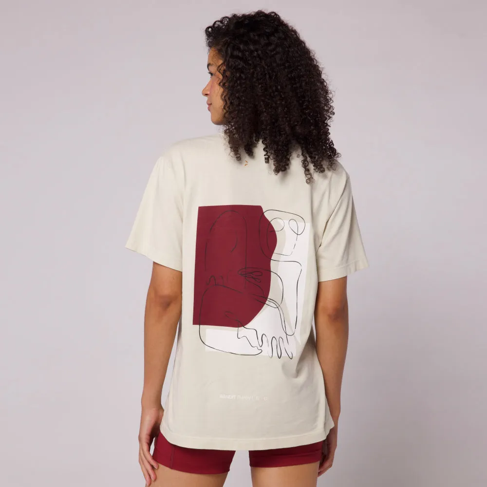 Abstract Color Block Cotton Tee, Unisex - Champagne