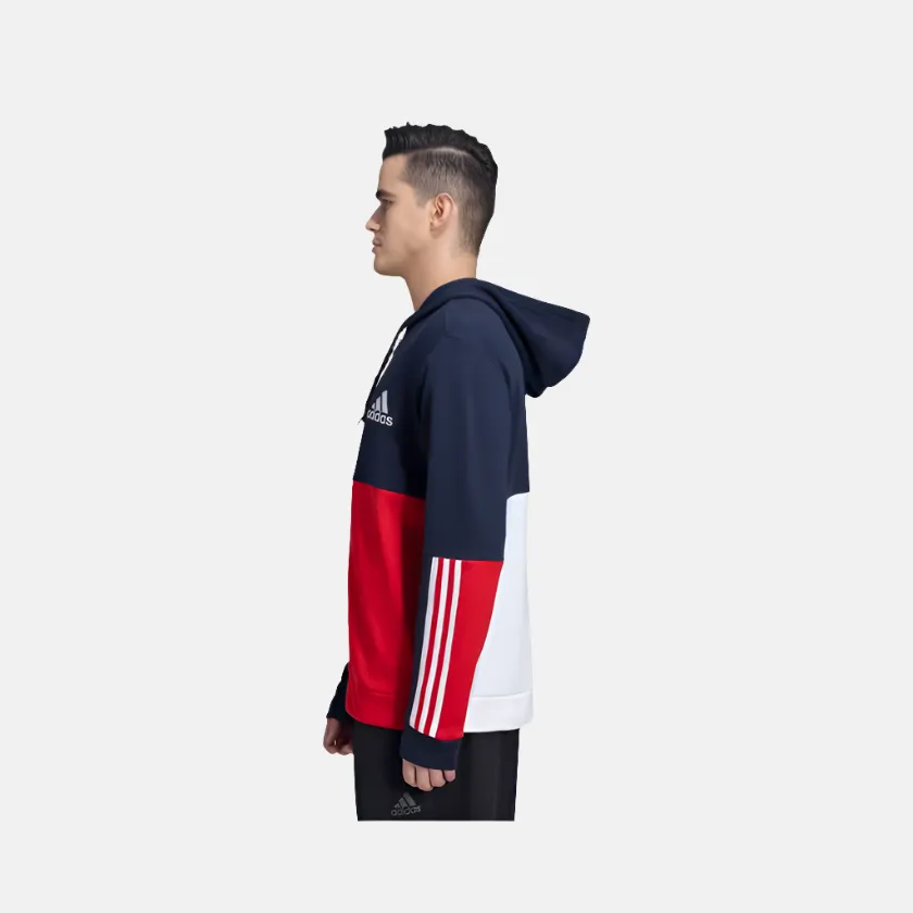 Adidas Color Block Fullzip Men's Training Hoodie -Legend Ink / Scarlet