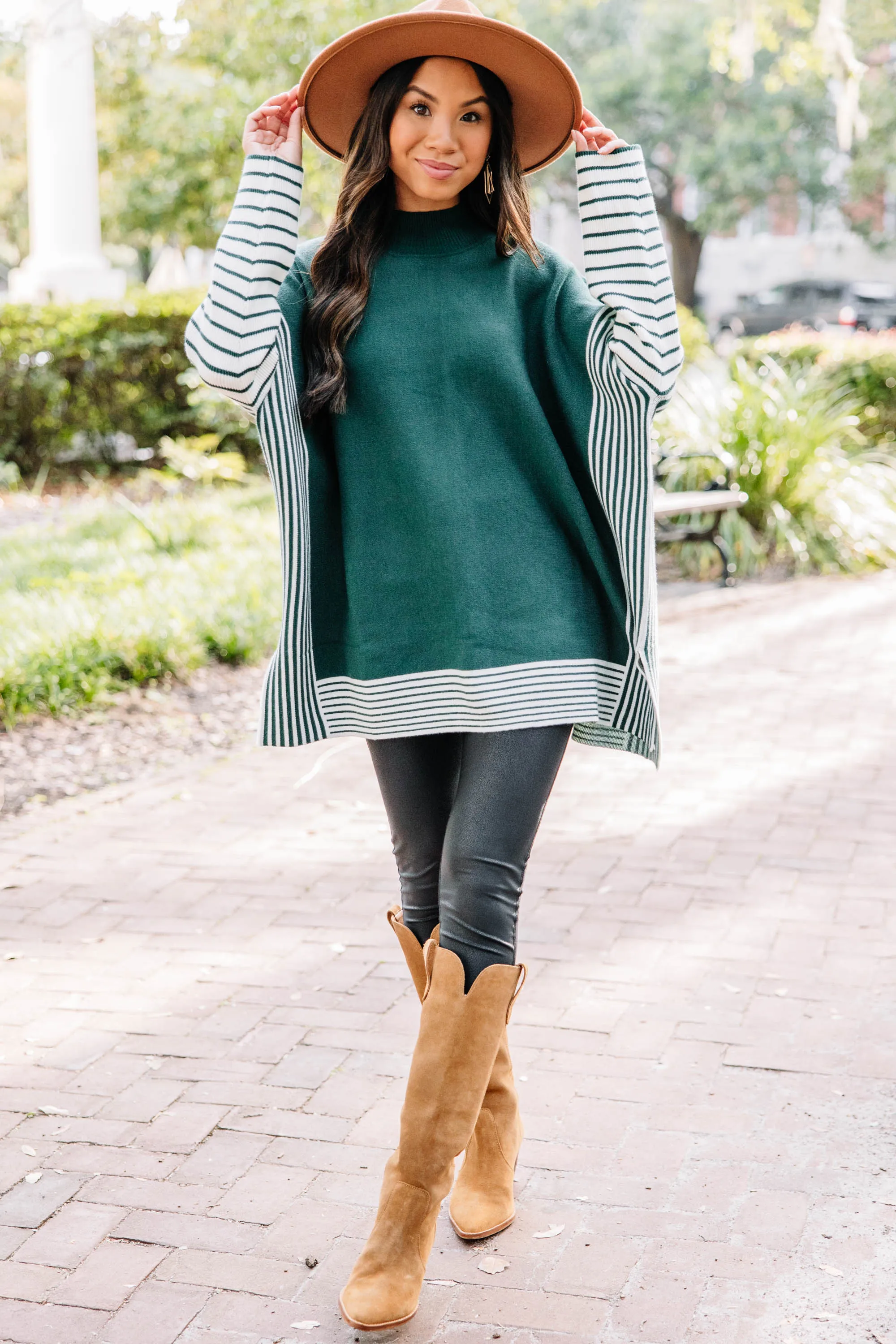 All In Hunter Green Striped Tunic