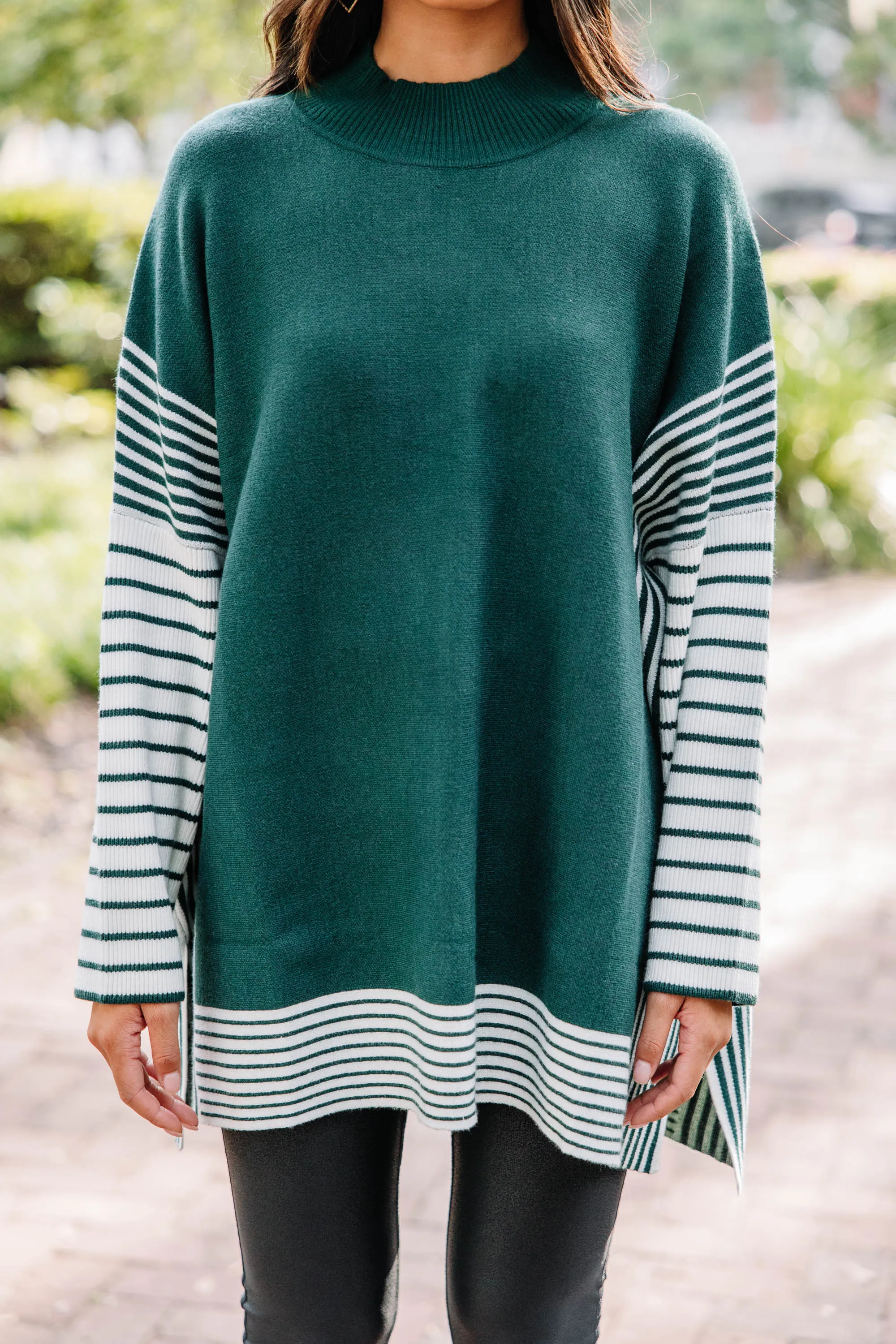 All In Hunter Green Striped Tunic