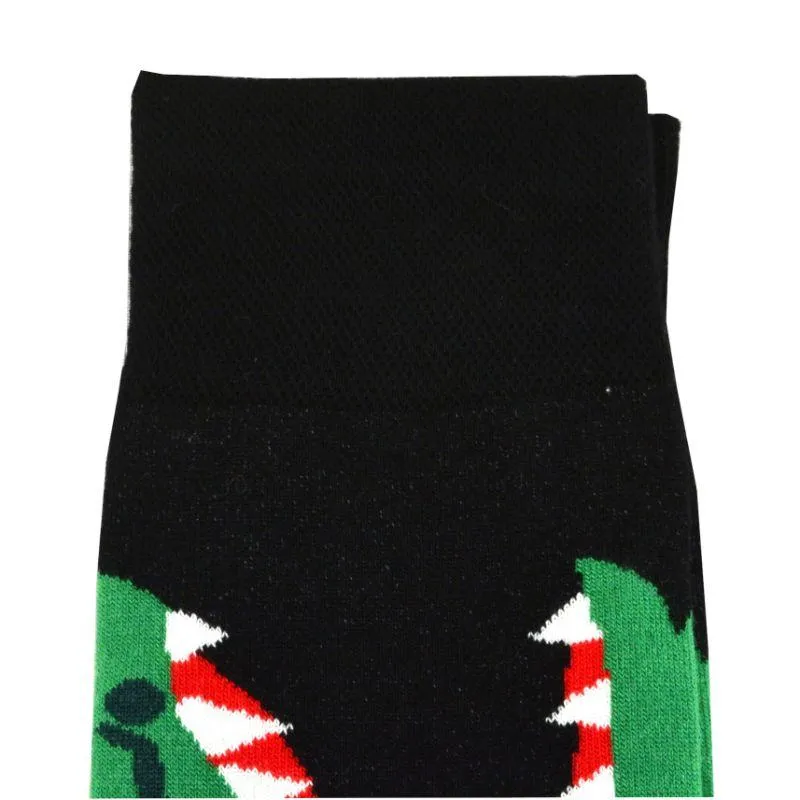 Alligator Design Colorful Smooth Toe Men Crew Socks