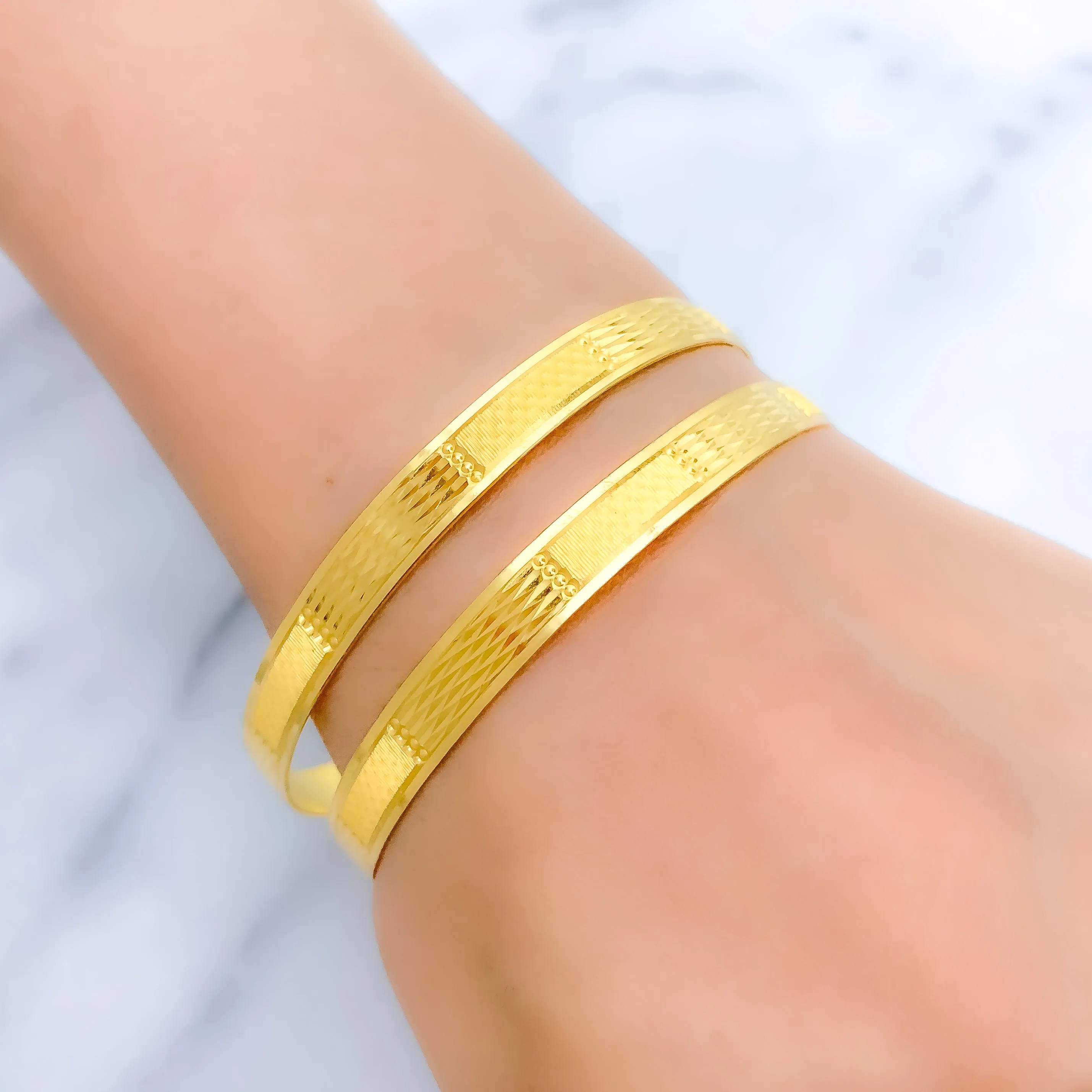 Alternating High Finish Bangle Pair