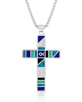 American Legends Block Color Cross Necklace