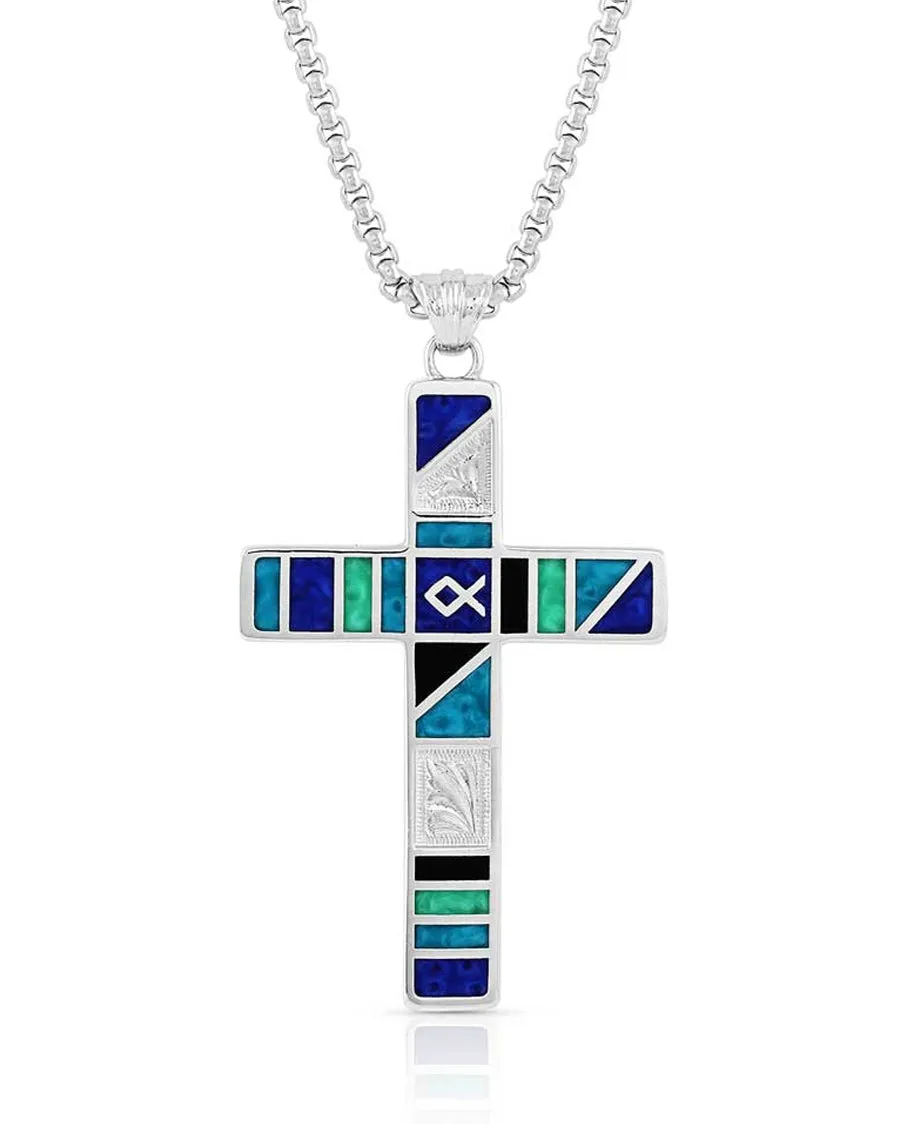 American Legends Block Color Cross Necklace