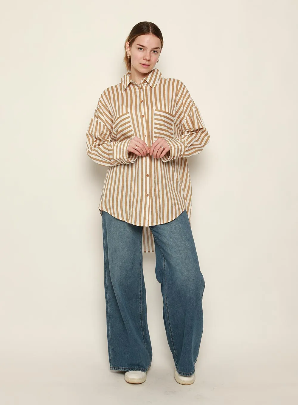 Andy Stripe Shirt-BEIGE