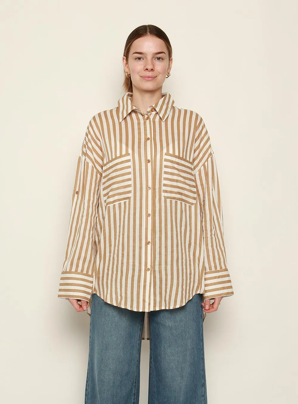 Andy Stripe Shirt-BEIGE