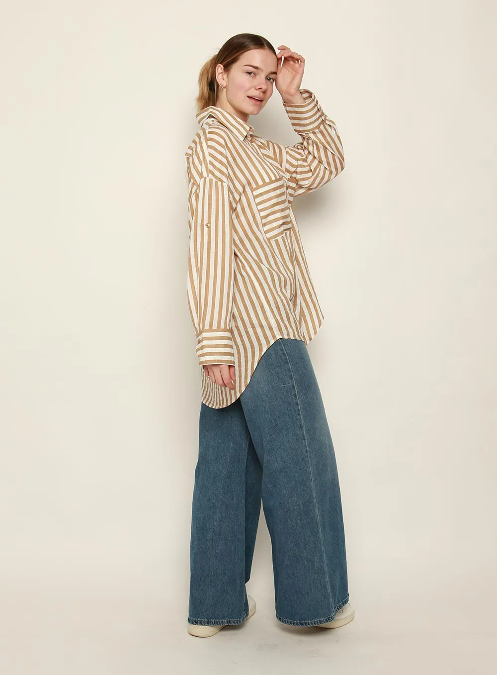 Andy Stripe Shirt-BEIGE