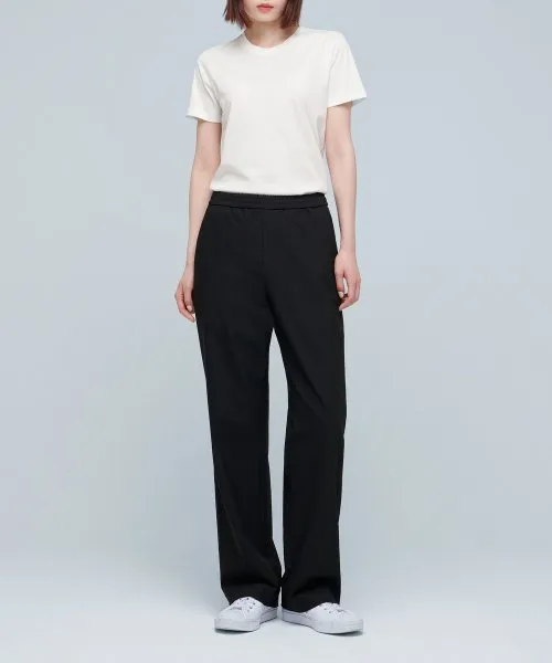 Aplaze Wide Banding Slacks Pants Black Unisex