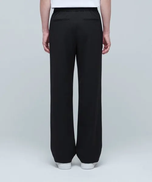 Aplaze Wide Banding Slacks Pants Black Unisex