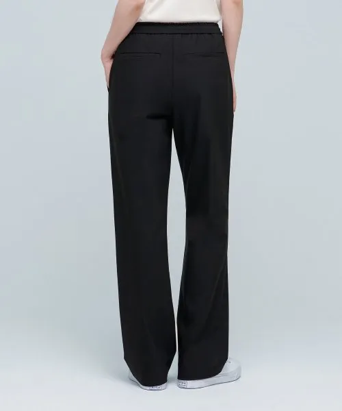 Aplaze Wide Banding Slacks Pants Black Unisex