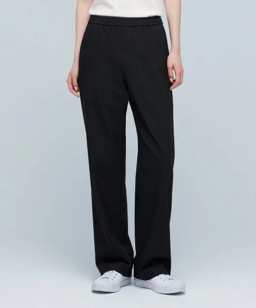 Aplaze Wide Banding Slacks Pants Black Unisex