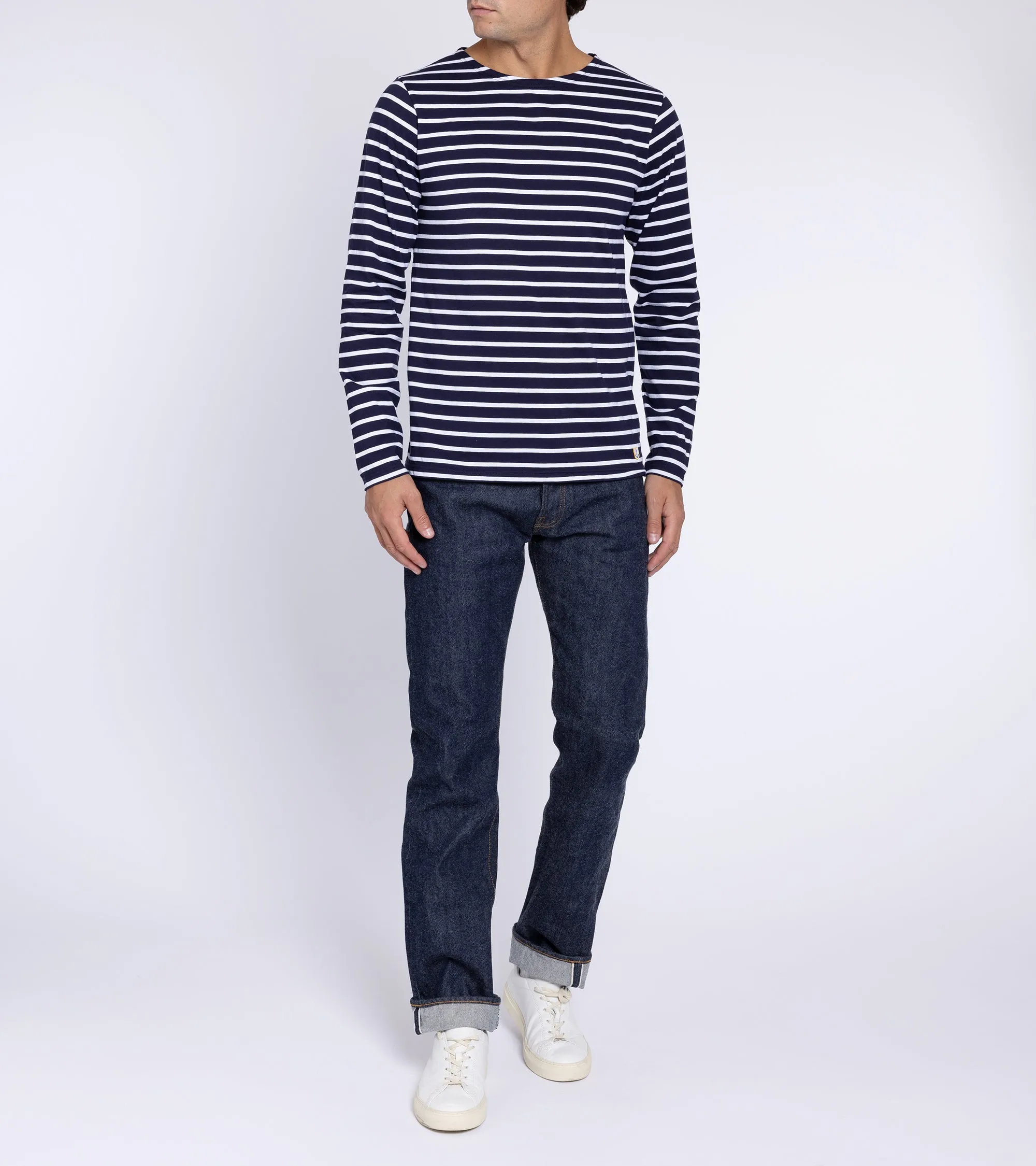 Armor Lux Lightweight Breton Striped T-Shirt: Navy White