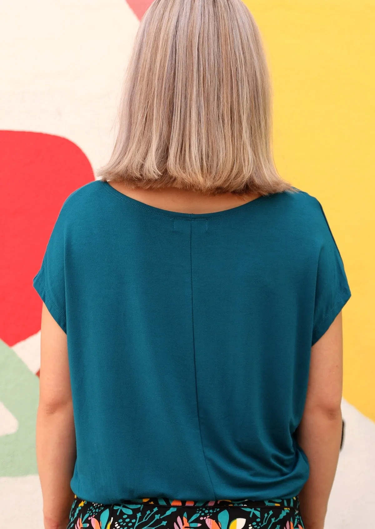 Asymmetrical Rayon Top Teal