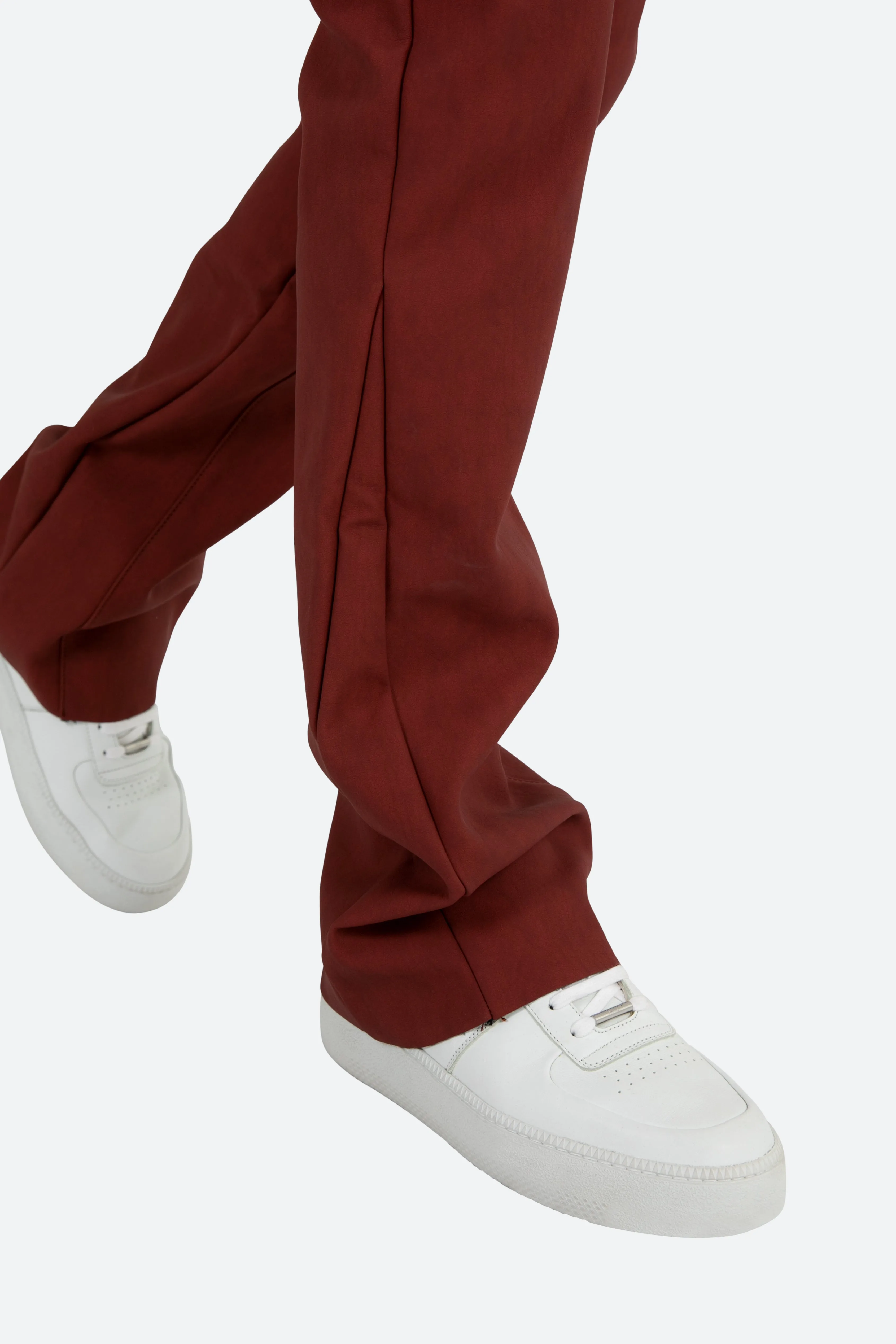 B460 Leather Flare Pants - Burgundy