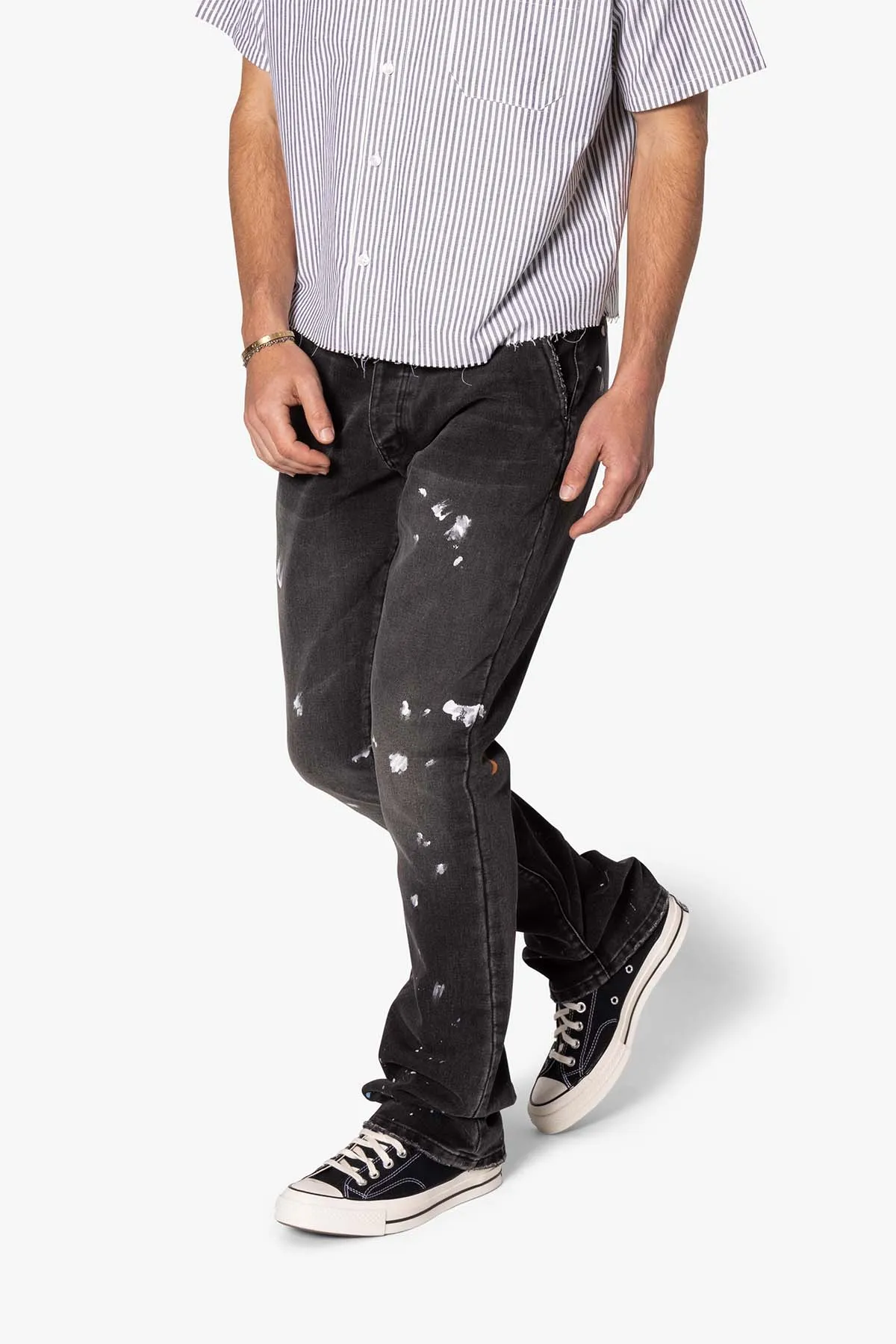 B679 Worn In Painted Pants - Washed Black