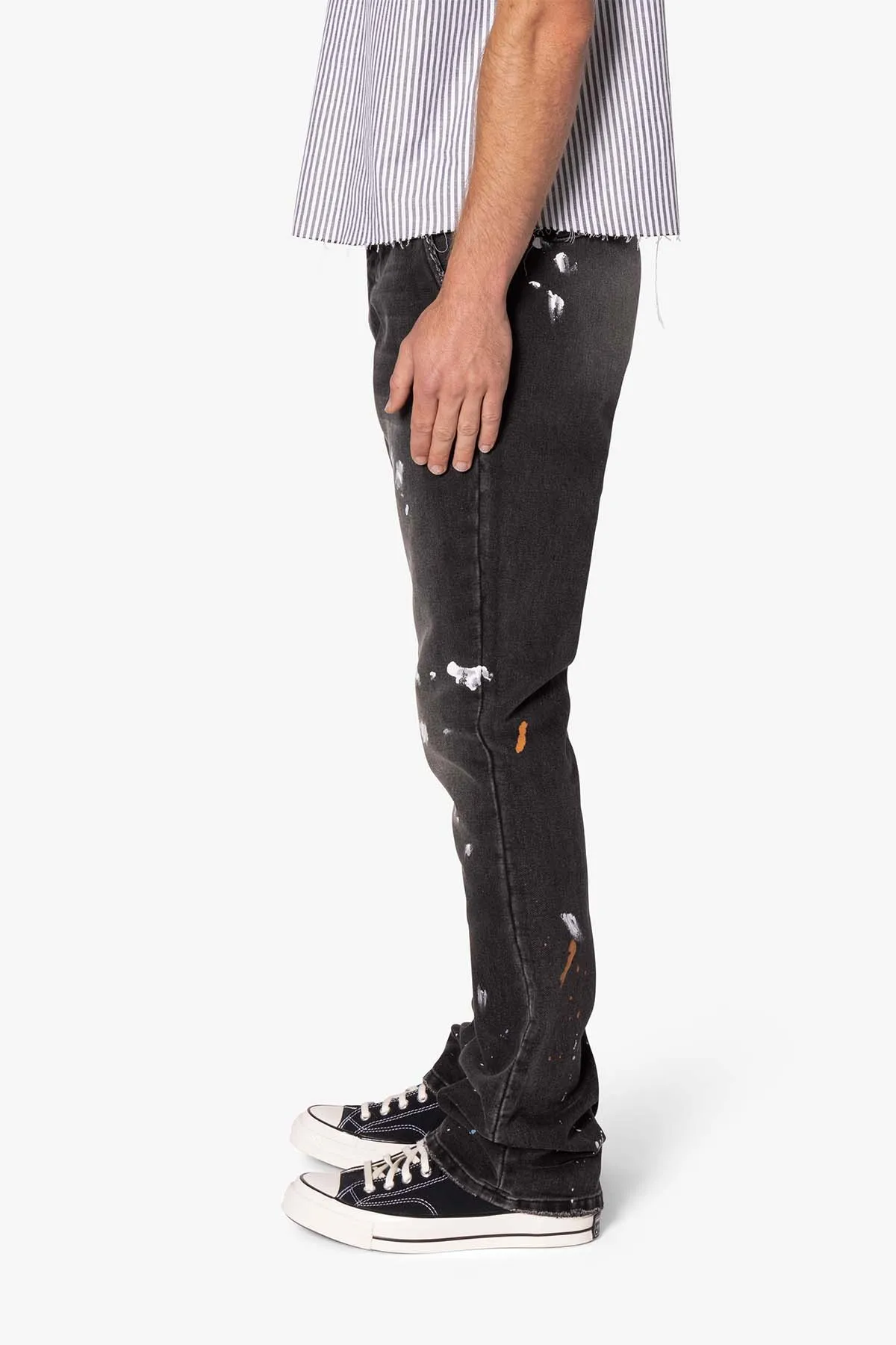 B679 Worn In Painted Pants - Washed Black