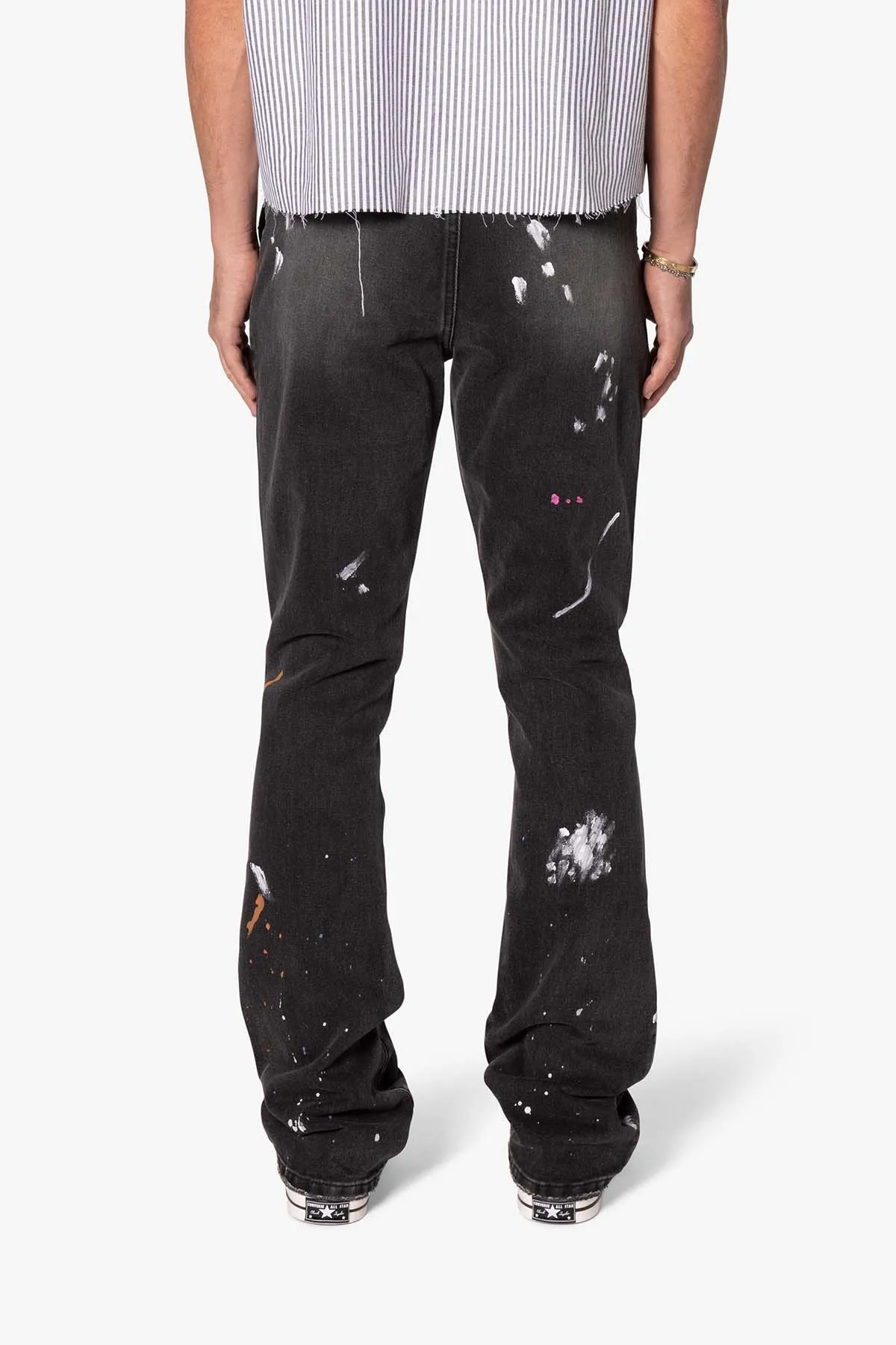 B679 Worn In Painted Pants - Washed Black