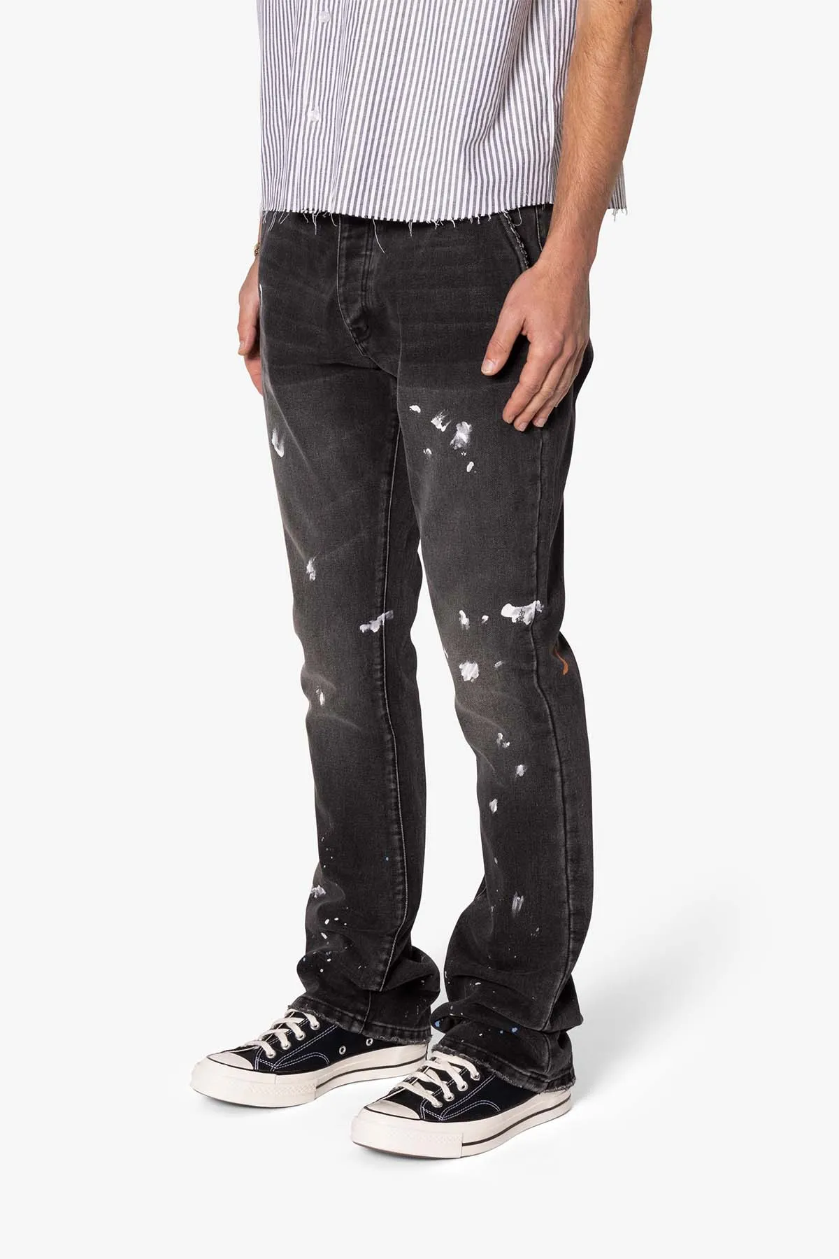 B679 Worn In Painted Pants - Washed Black