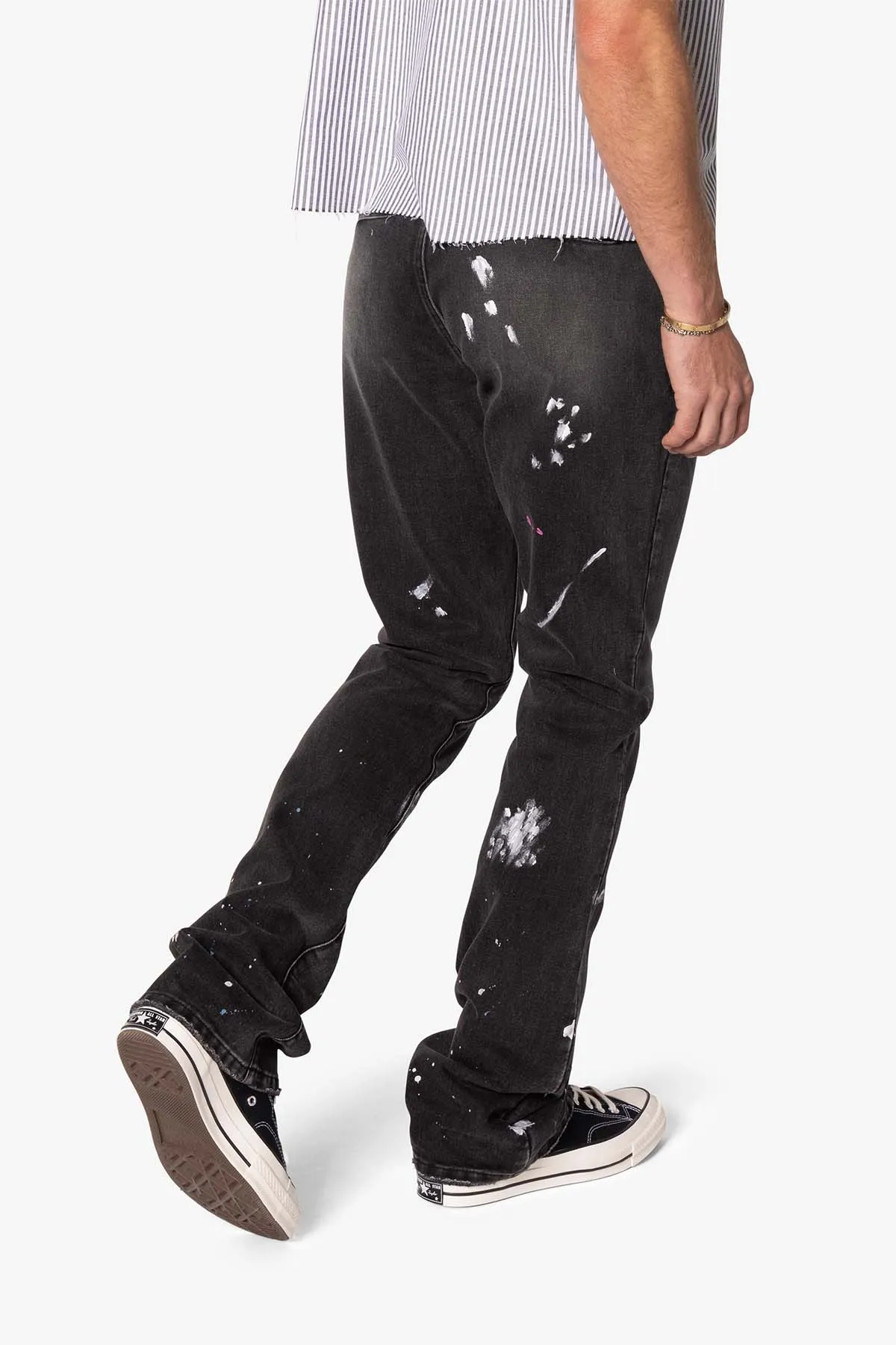 B679 Worn In Painted Pants - Washed Black