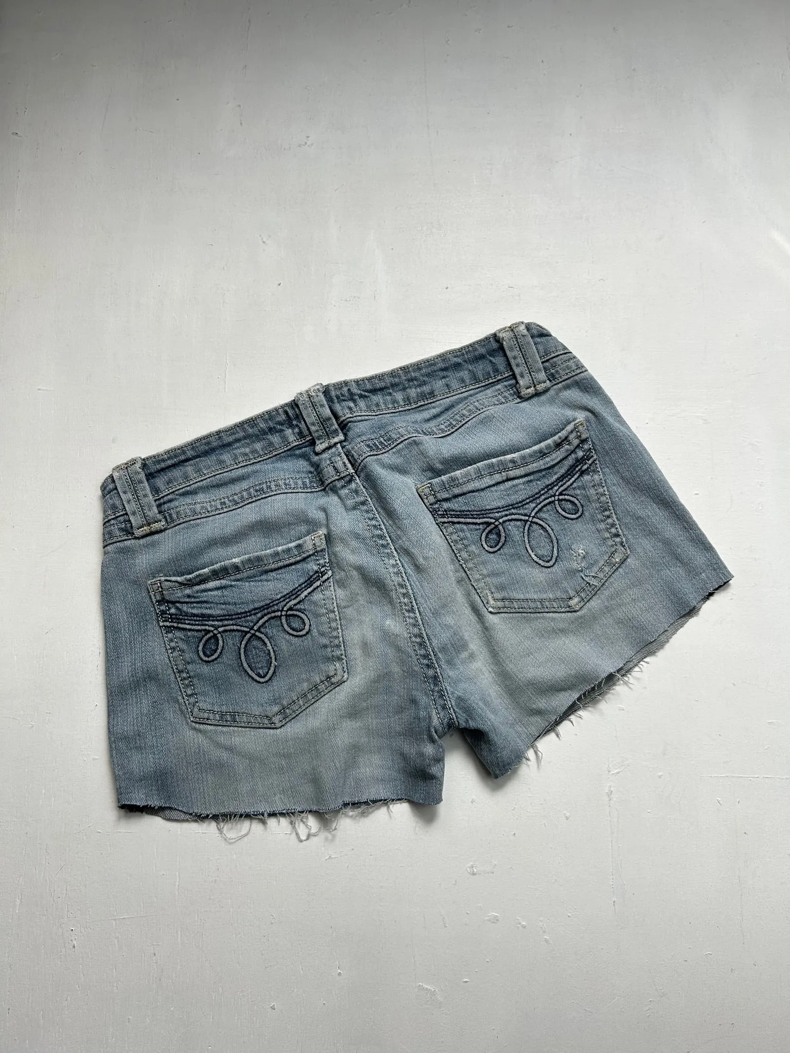 Baby blue denim low rise mini short (S)