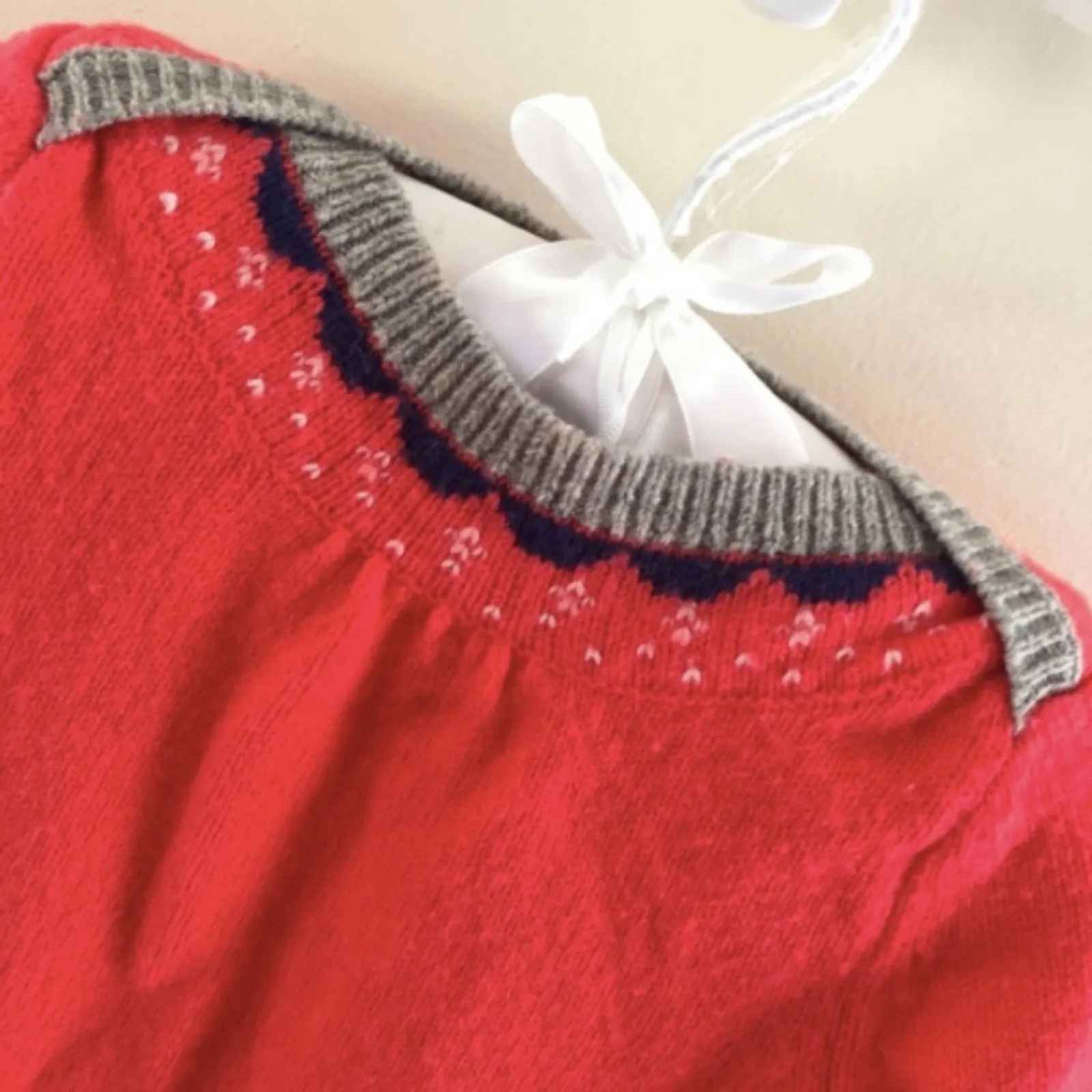 Baby Boden Fair Isle Red Knit Sweater Dress 6-12 Months