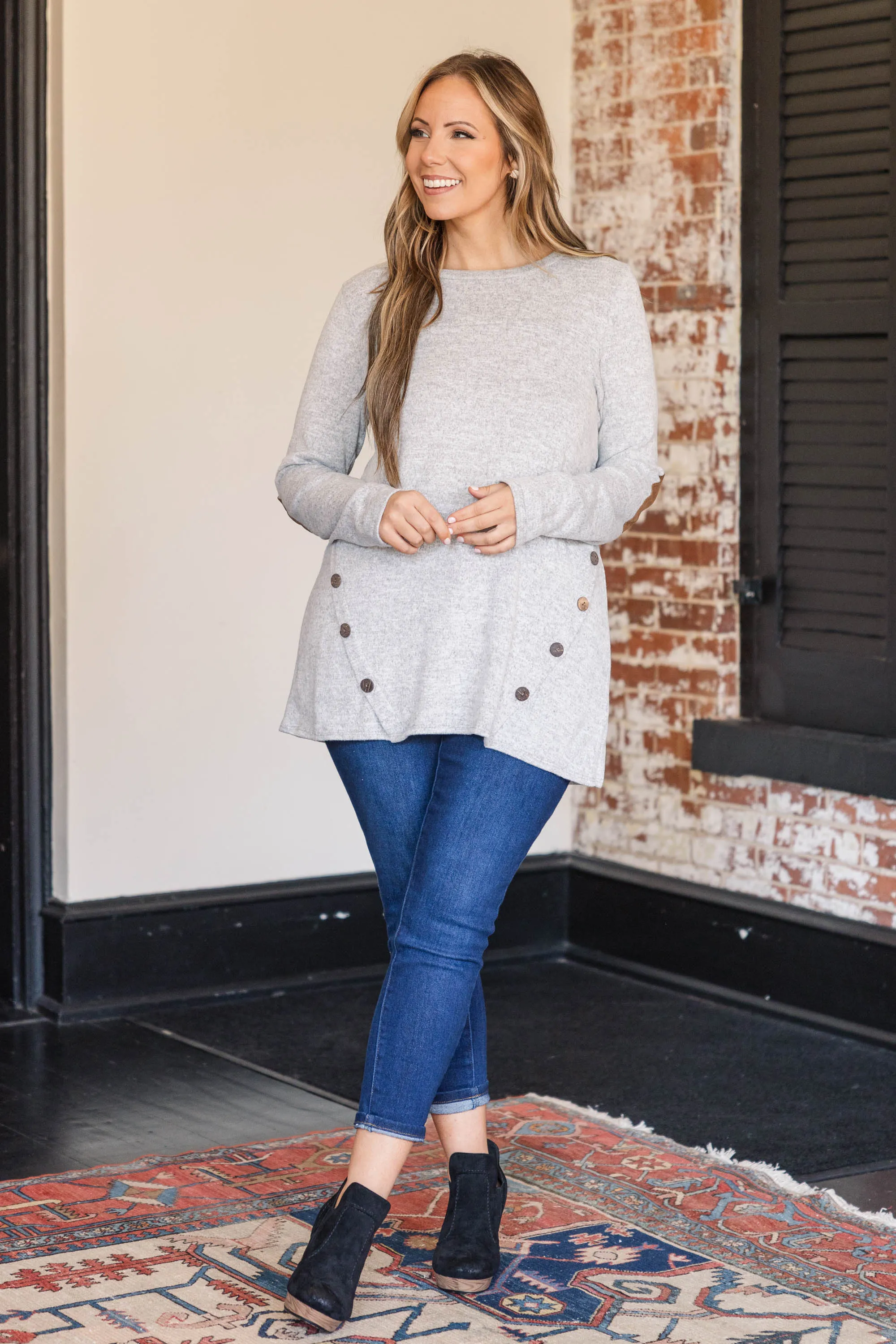 Battling Blush Top, Heather Gray