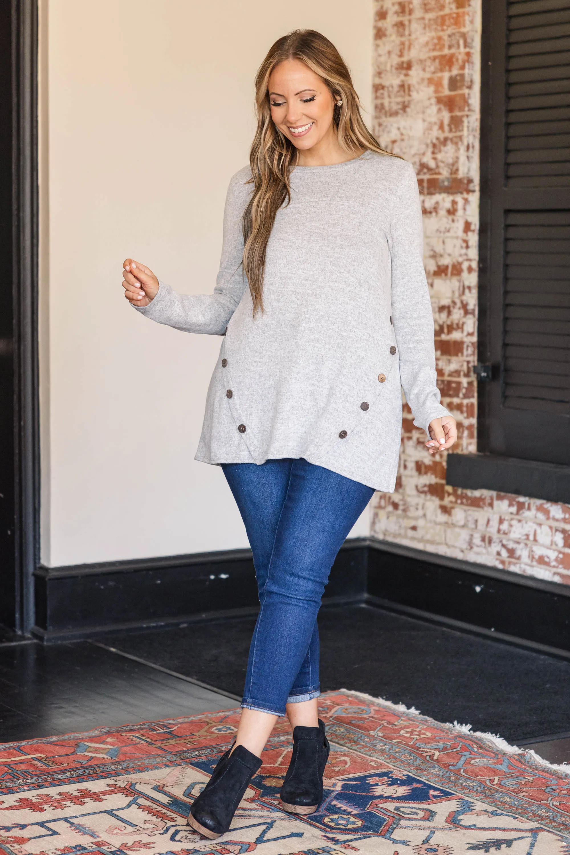 Battling Blush Top, Heather Gray