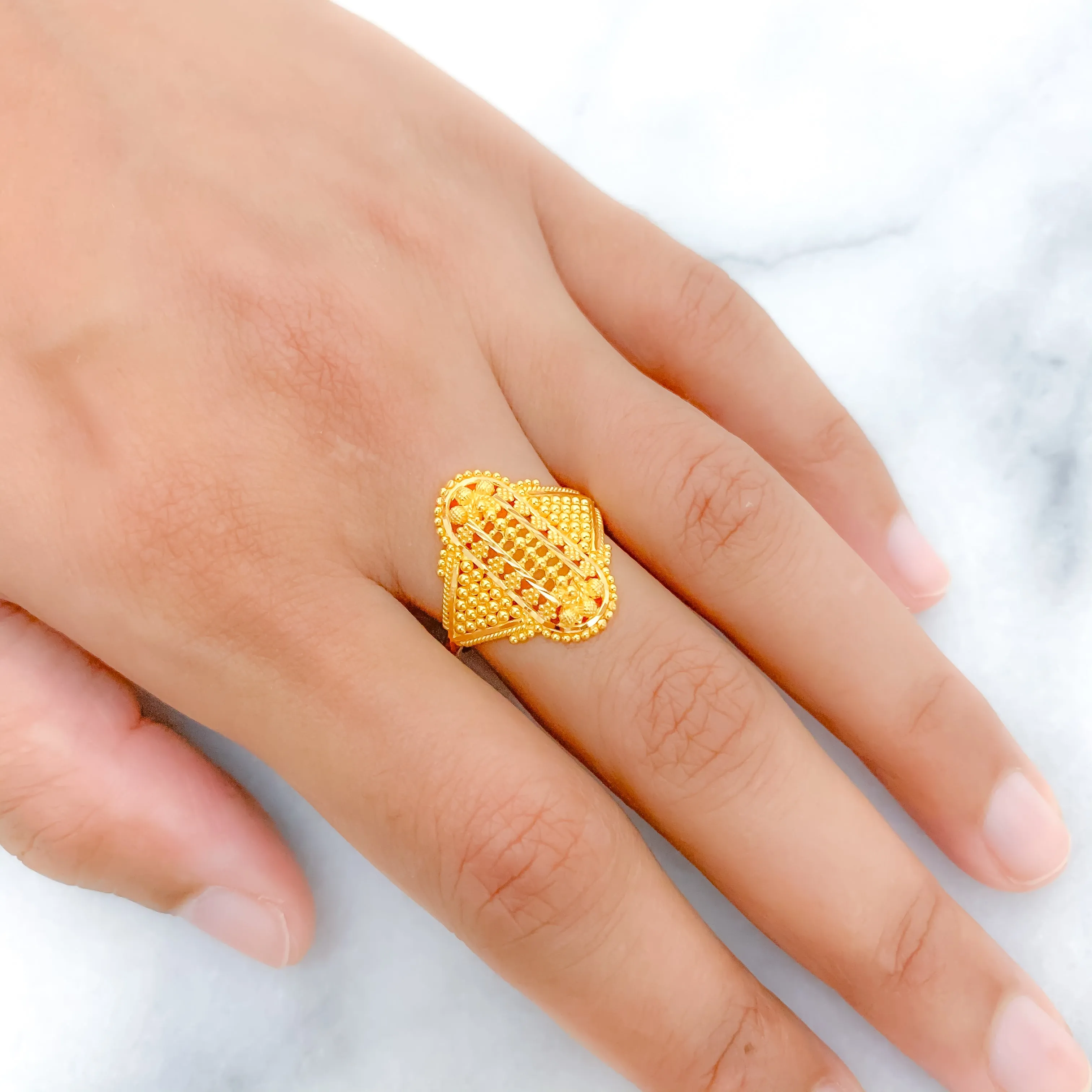 Beaded Gold Ring