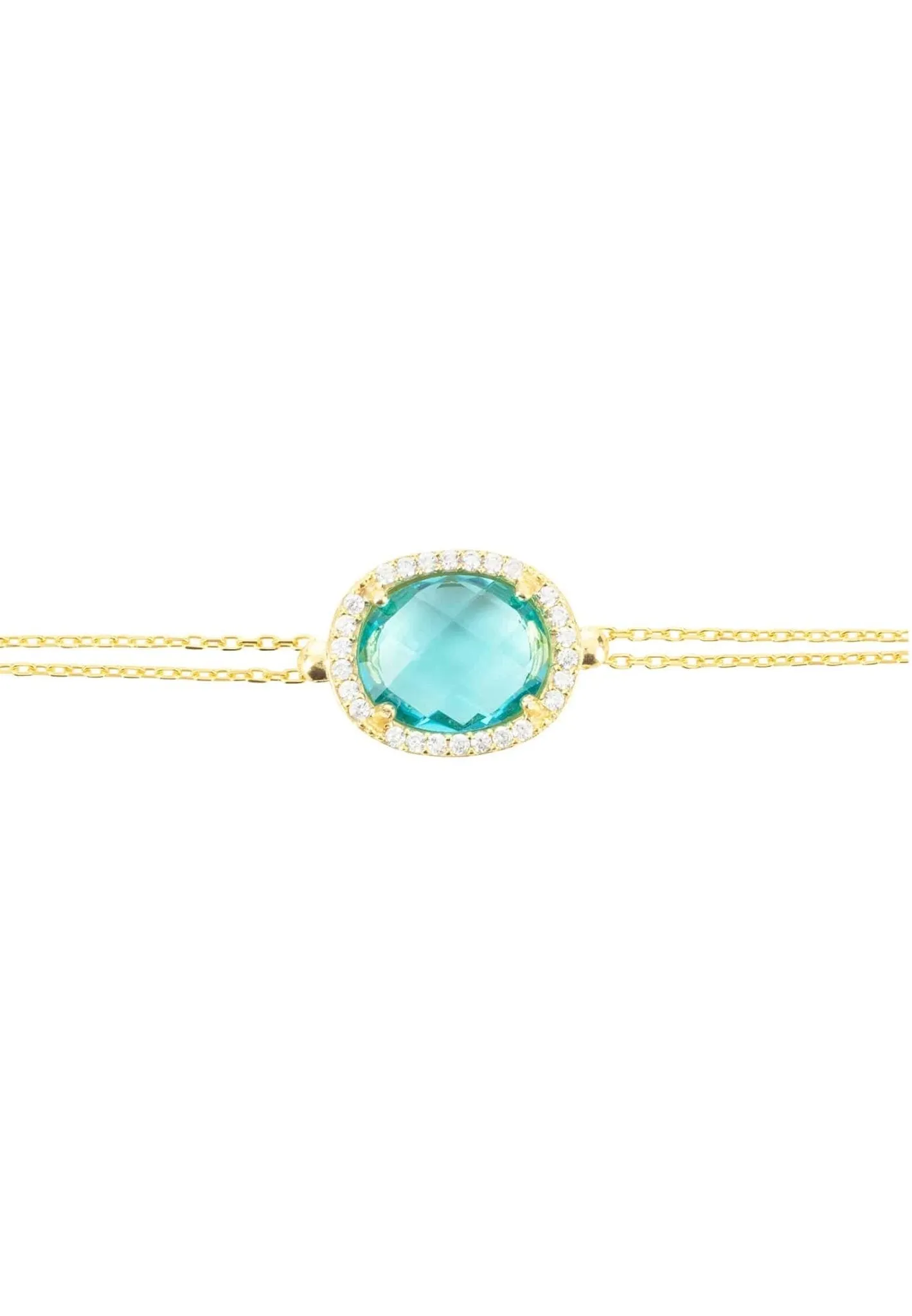 Beatrice Oval Gemstone Bracelet Gold Blue Topaz Hydro