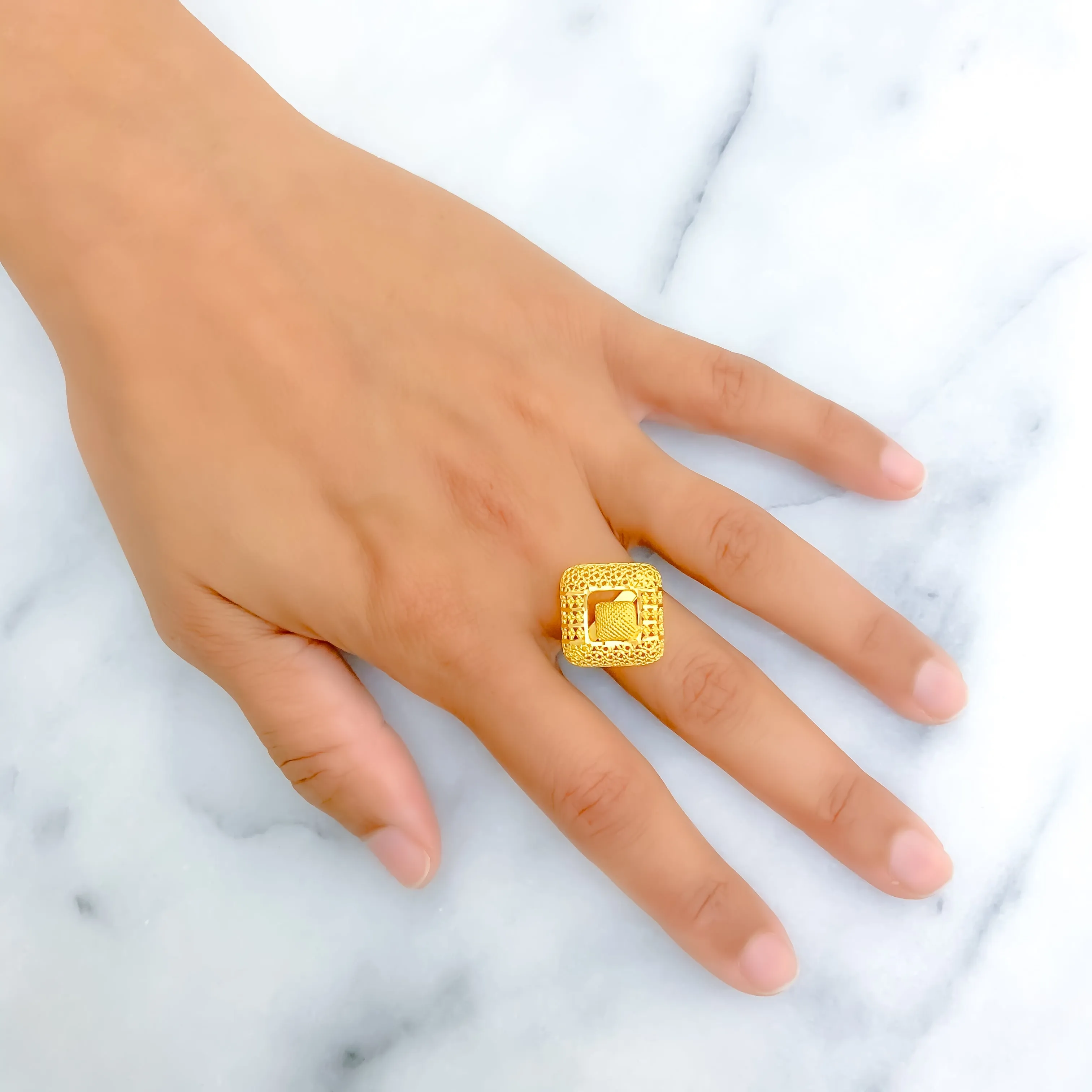 Beautiful Symmetrical 22k Gold Semi Statement Ring