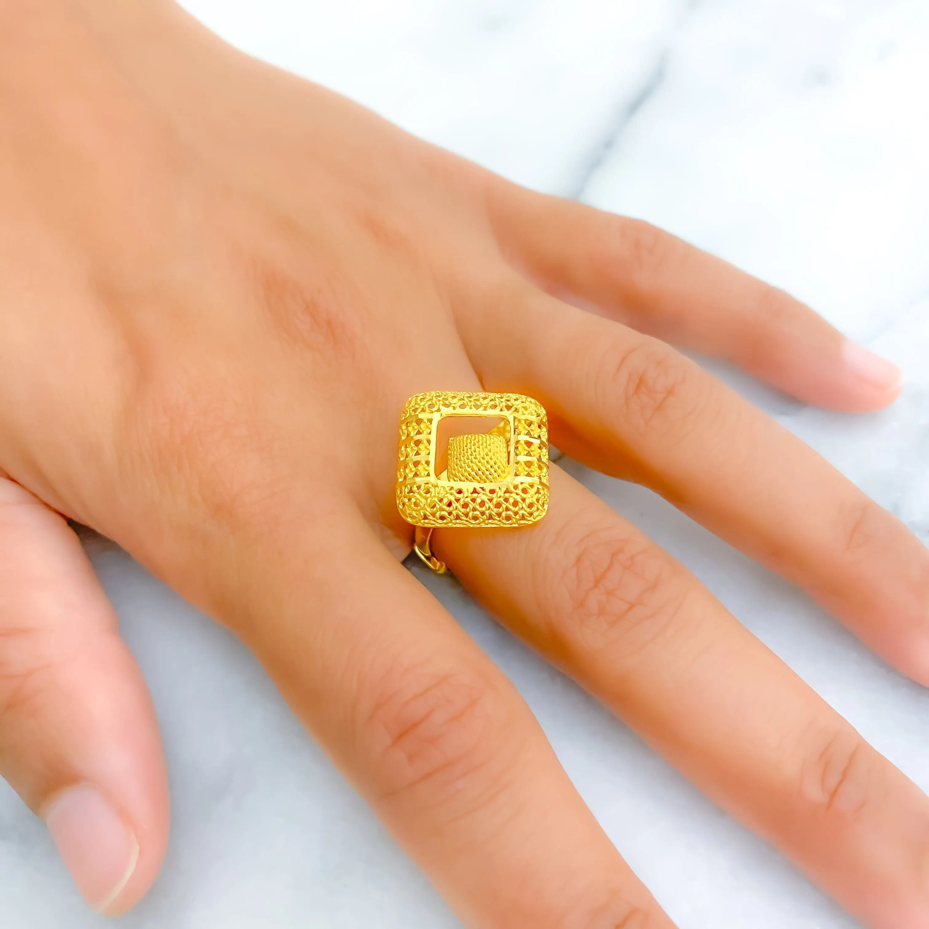 Beautiful Symmetrical 22k Gold Semi Statement Ring