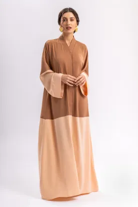 Beige Peach Open Abaya