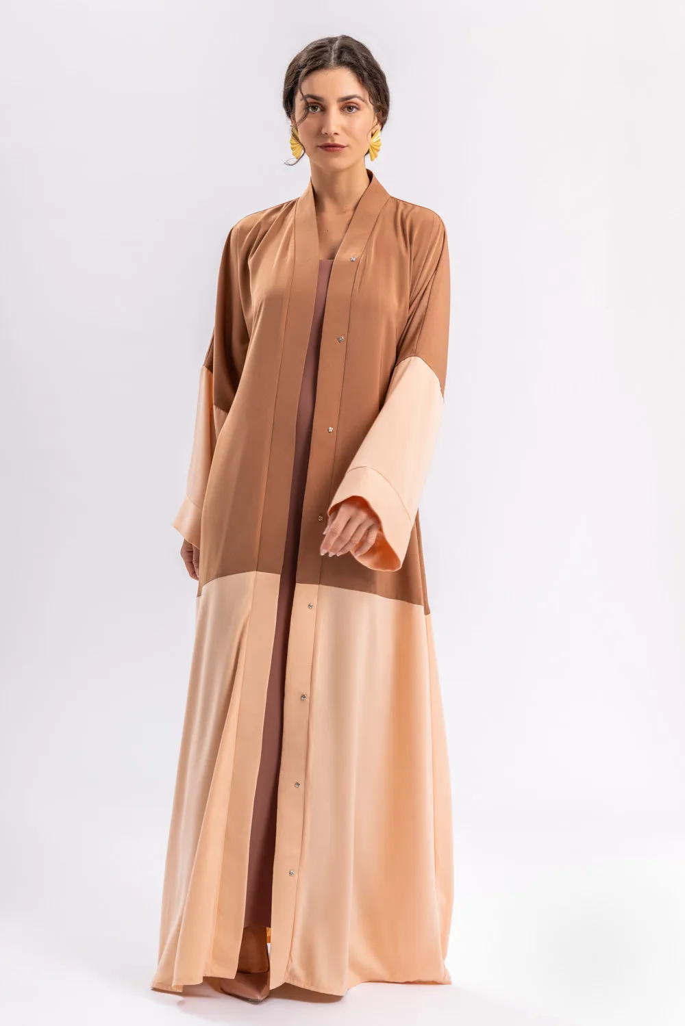 Beige Peach Open Abaya