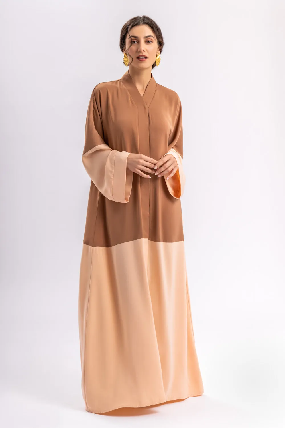 Beige Peach Open Abaya