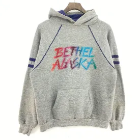 Bethel Alaska Spell Out Vintage Gray Hoodie Size L