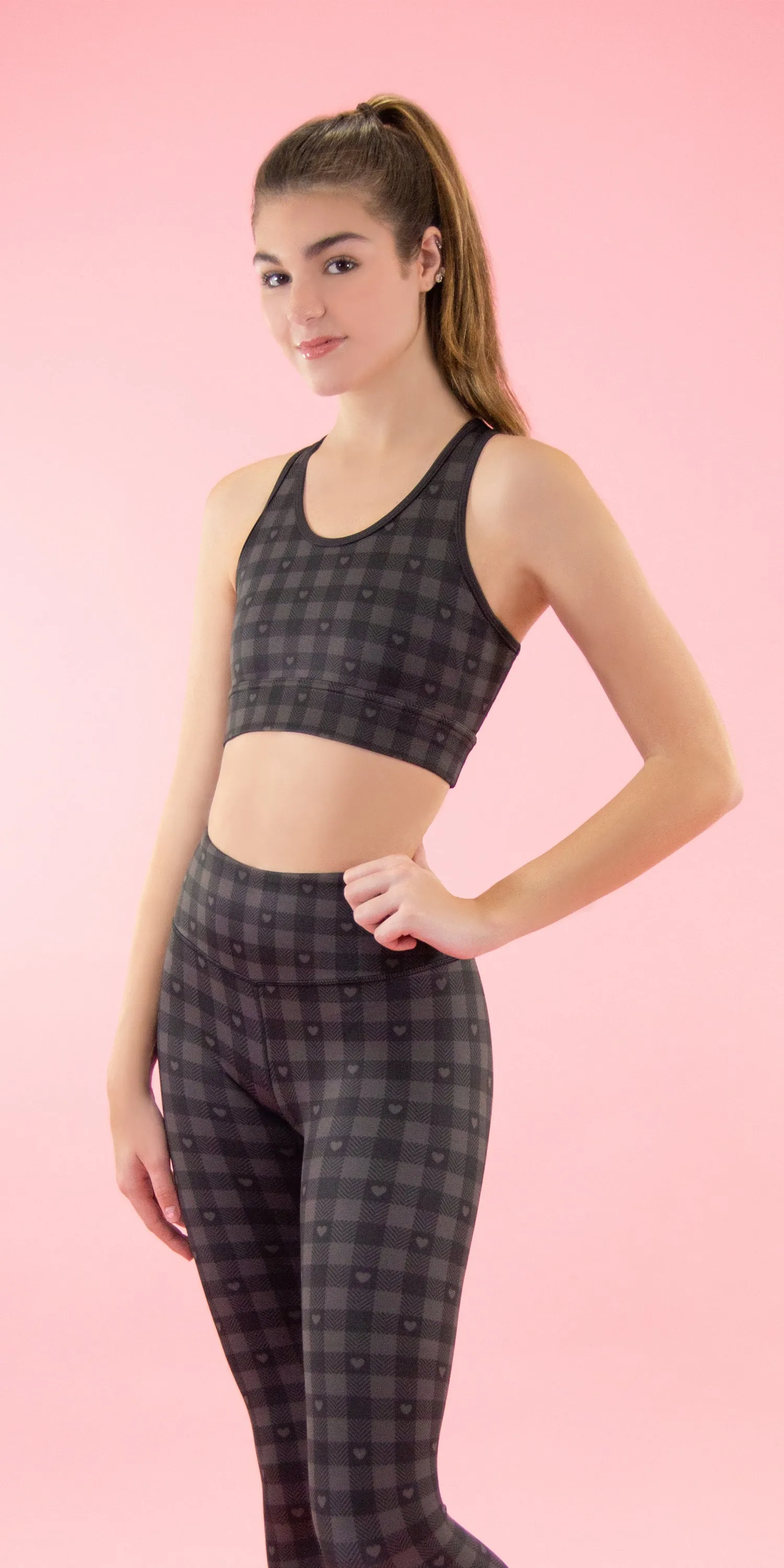 Black Hearts Plaid [Final Sale] - Sports Bra