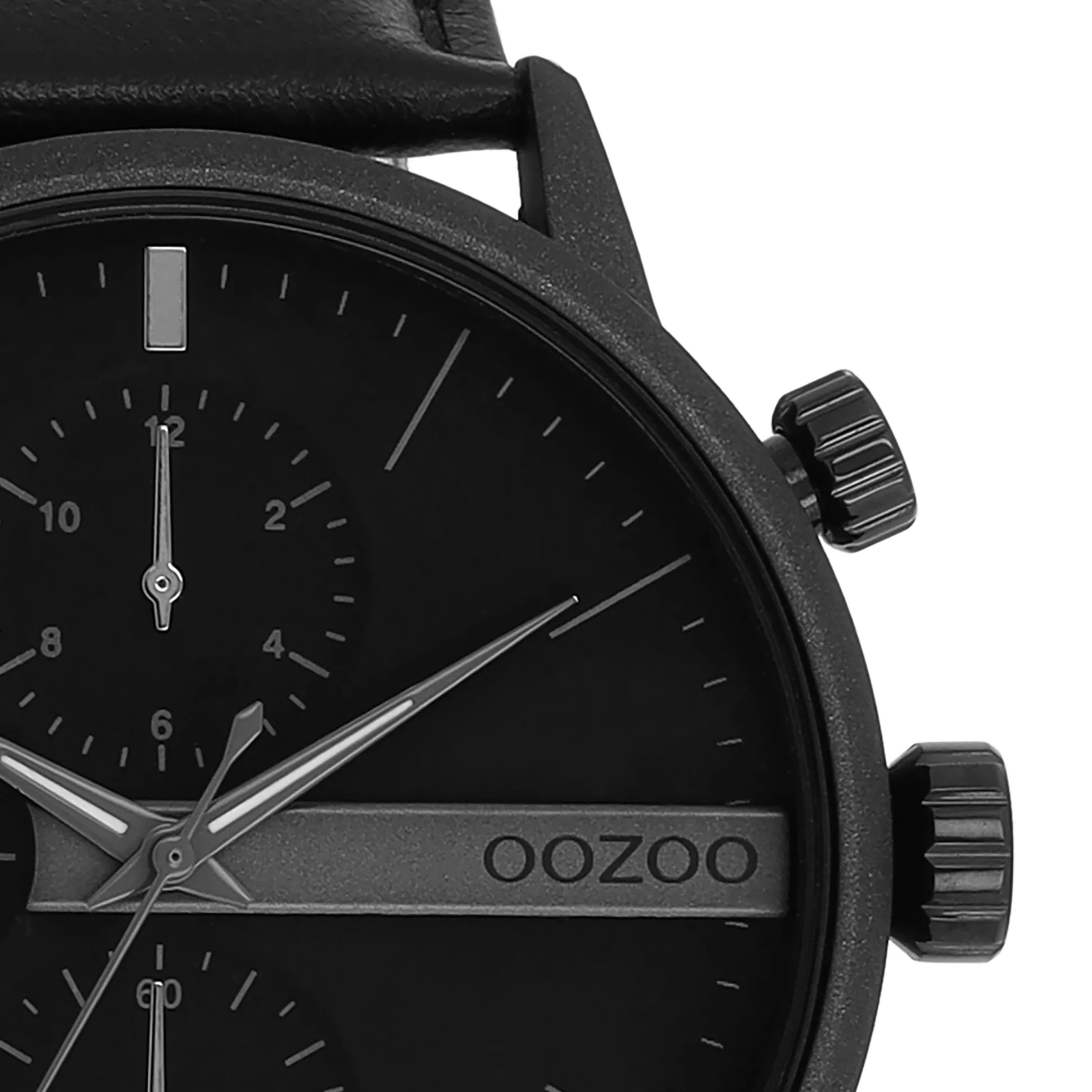 Black OOZOO watch with black leather strap - C11224