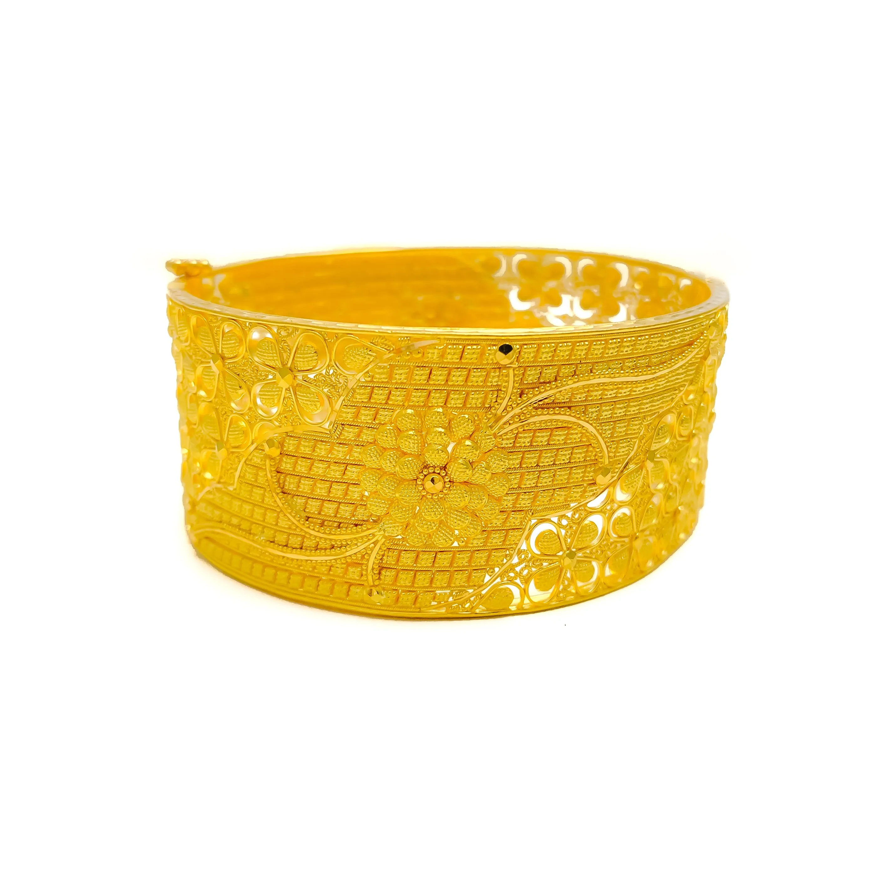 Blooming Netted Flower 22k Gold Screw Bangle