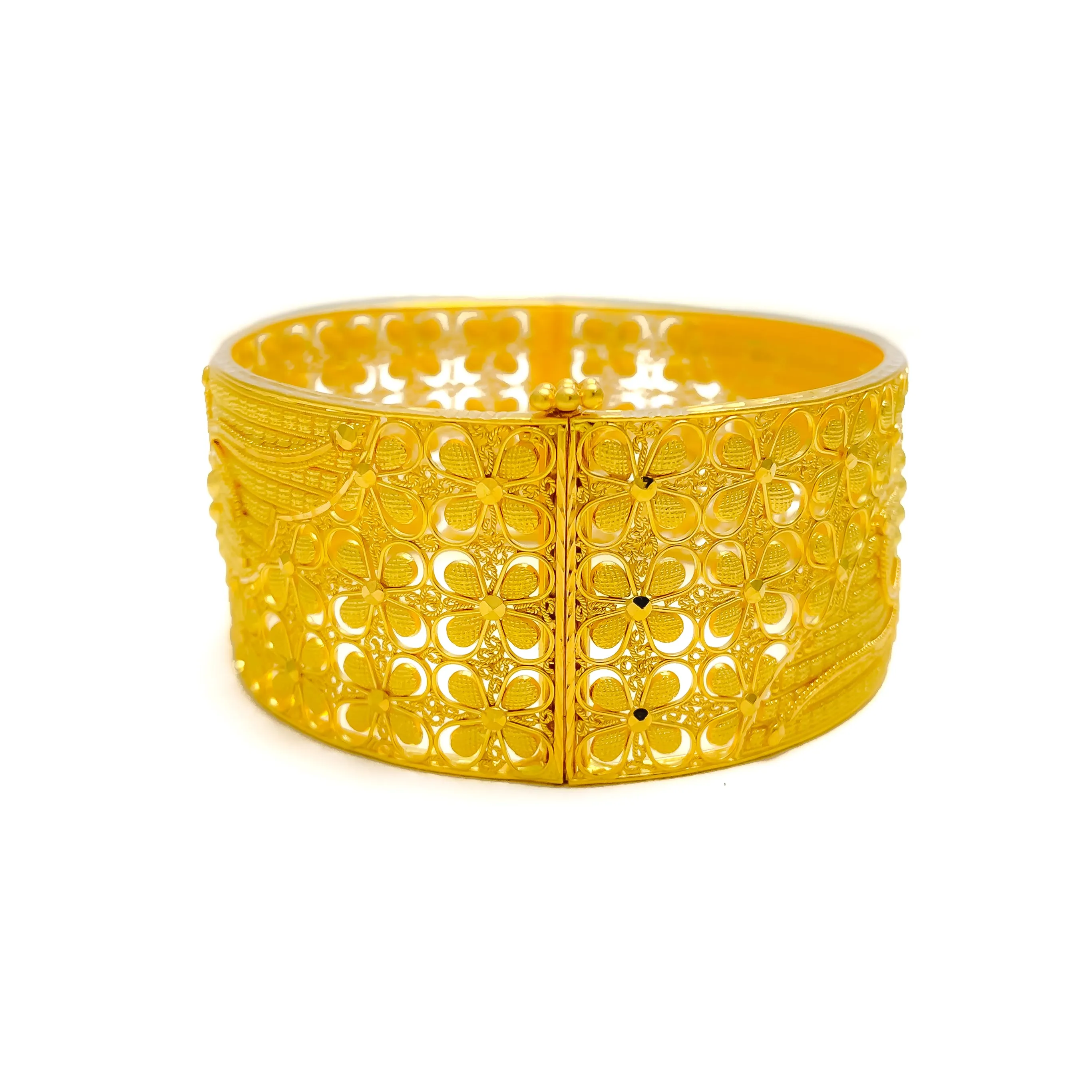 Blooming Netted Flower 22k Gold Screw Bangle