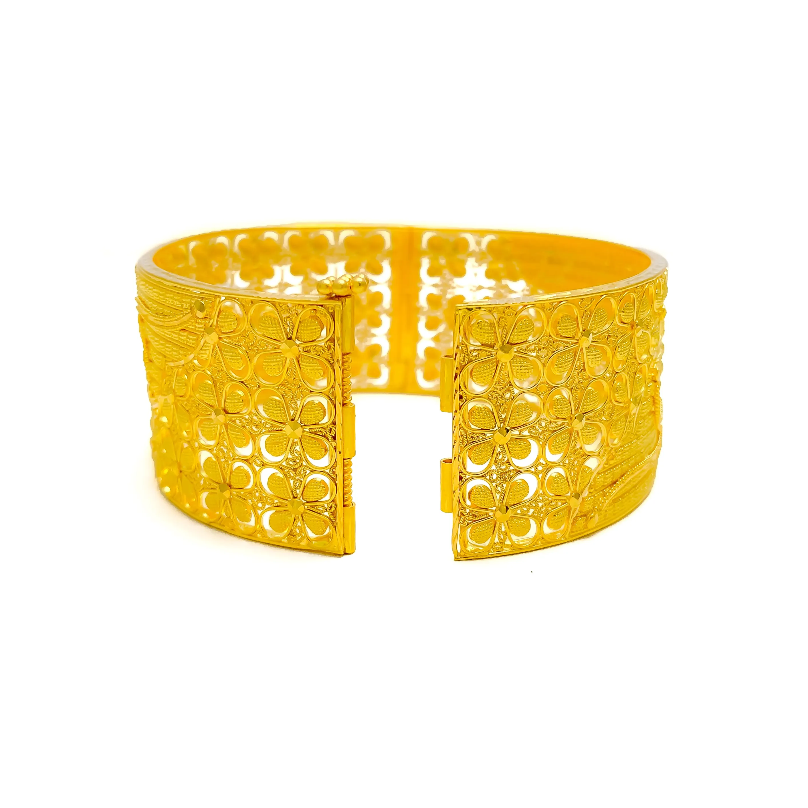 Blooming Netted Flower 22k Gold Screw Bangle