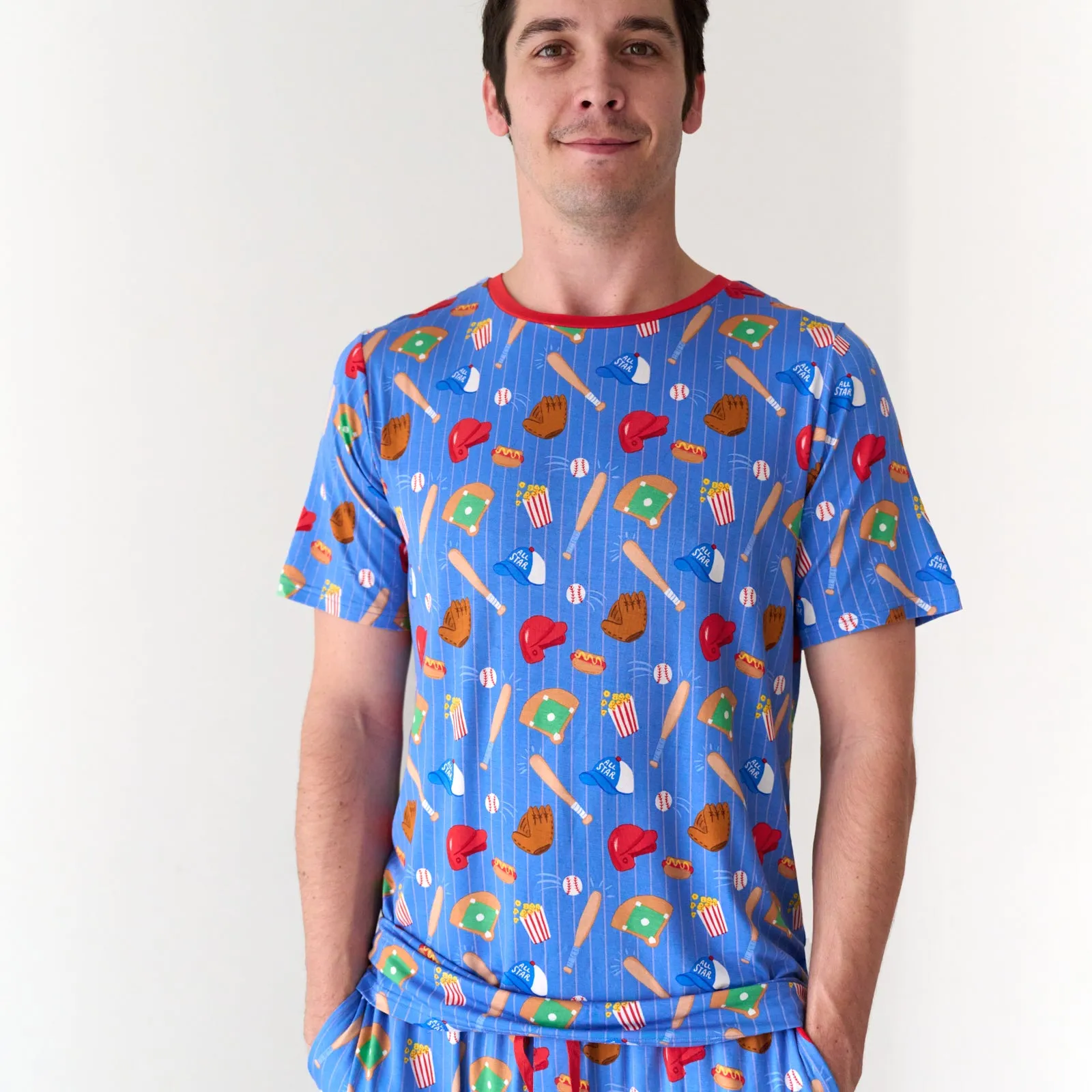 Blue All Stars Men's Short Sleeve Pajama Top